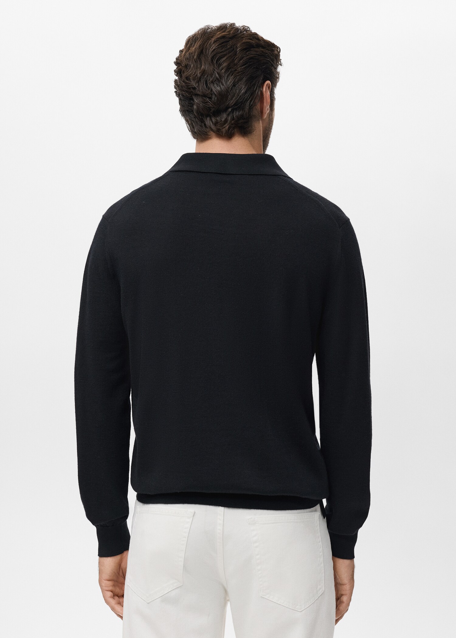 100% wool knitted polo sweater - Reverse of the article