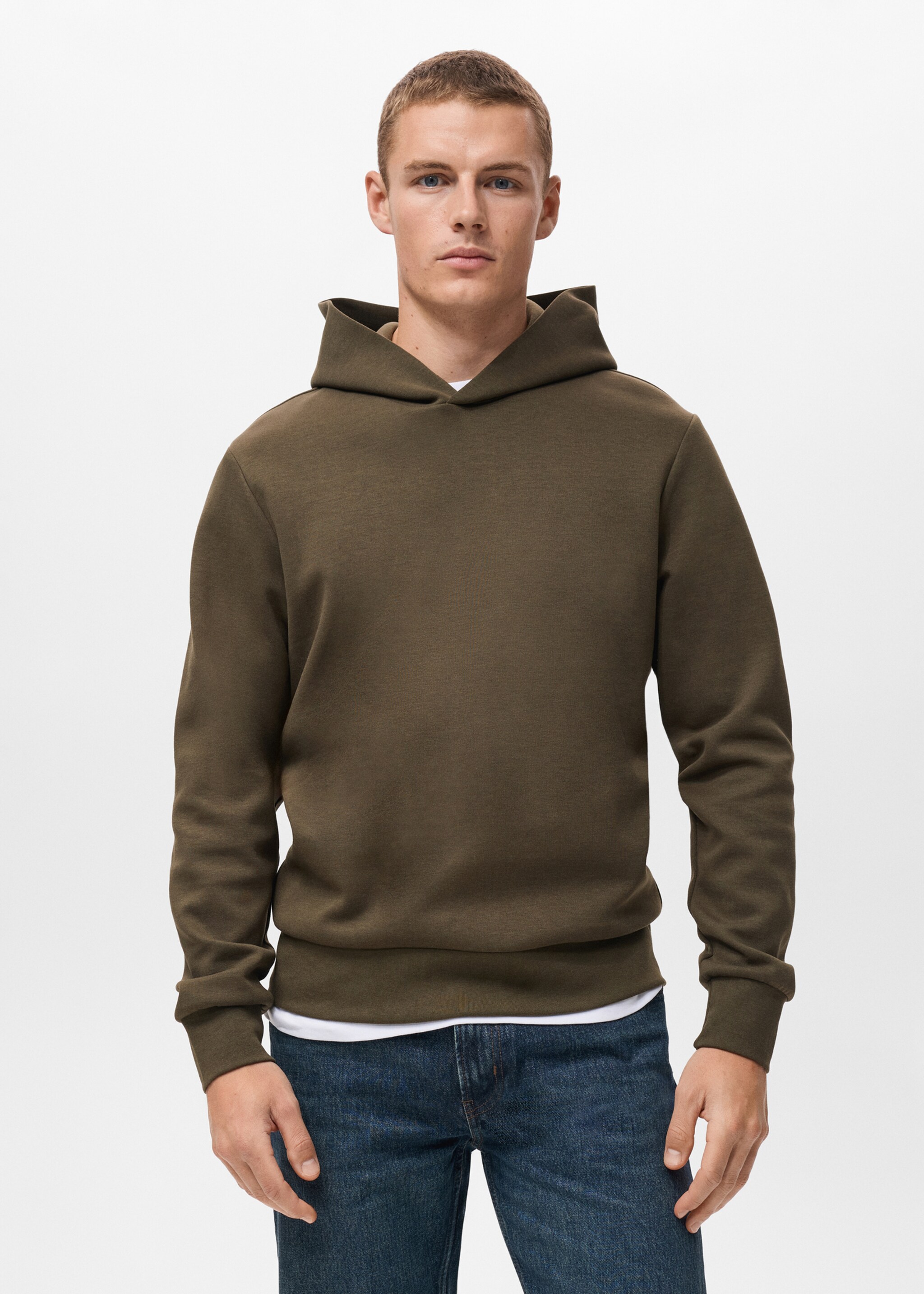 Sudadera capucha regular fit - Plano medio, Oliva. Ref: 17085972-00.