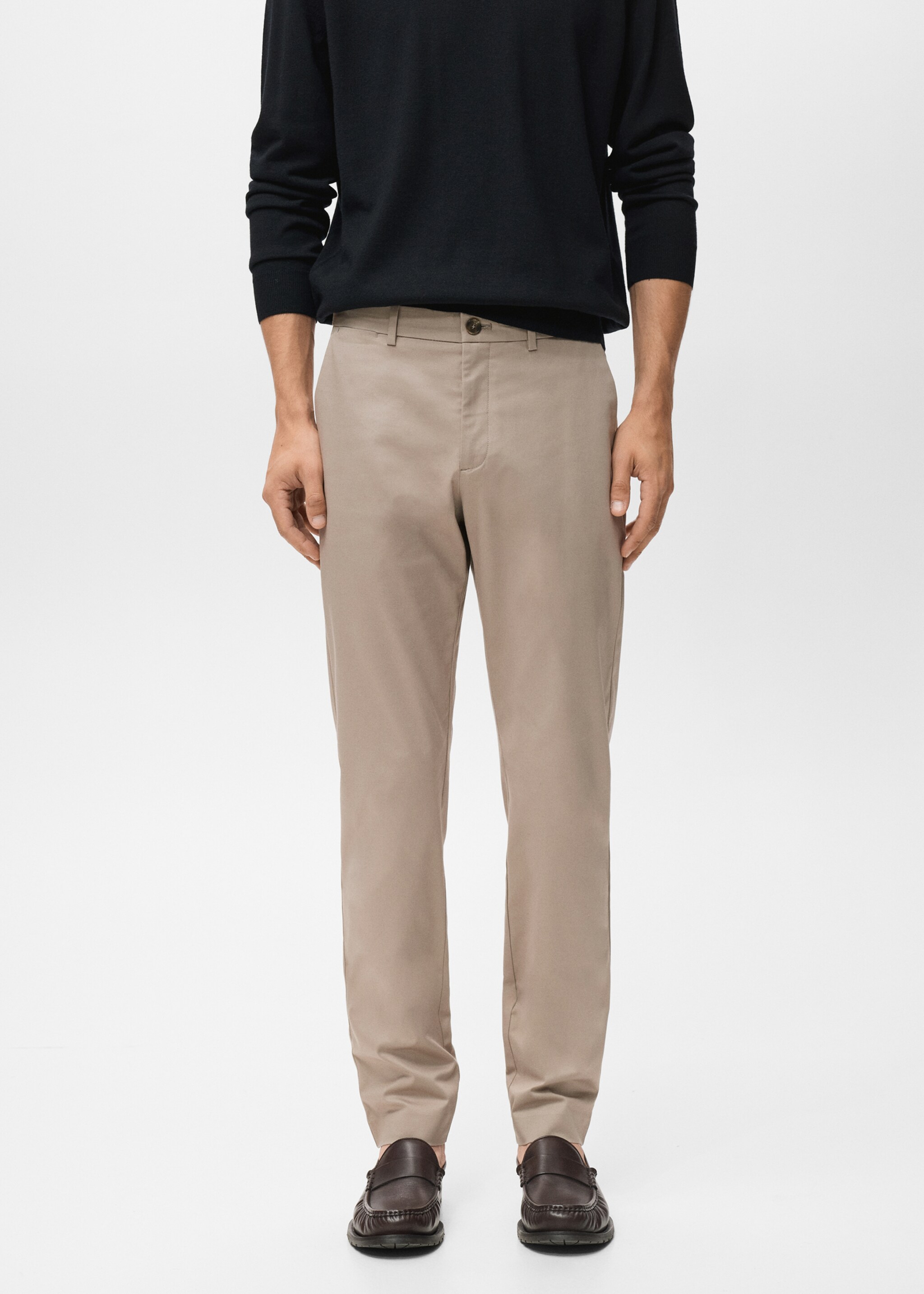 Dublino slim-fit chino trousers - Medium plane, Beige. Ref: 17085973-00.