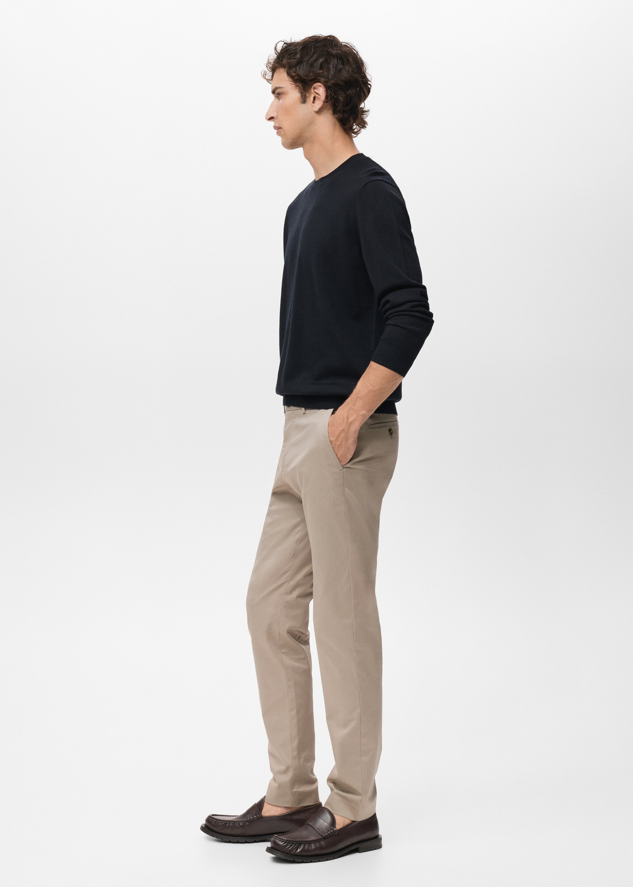 Dublino slim-fit chino trousers - Details of the article 2, Beige. Ref: 17085973-00.