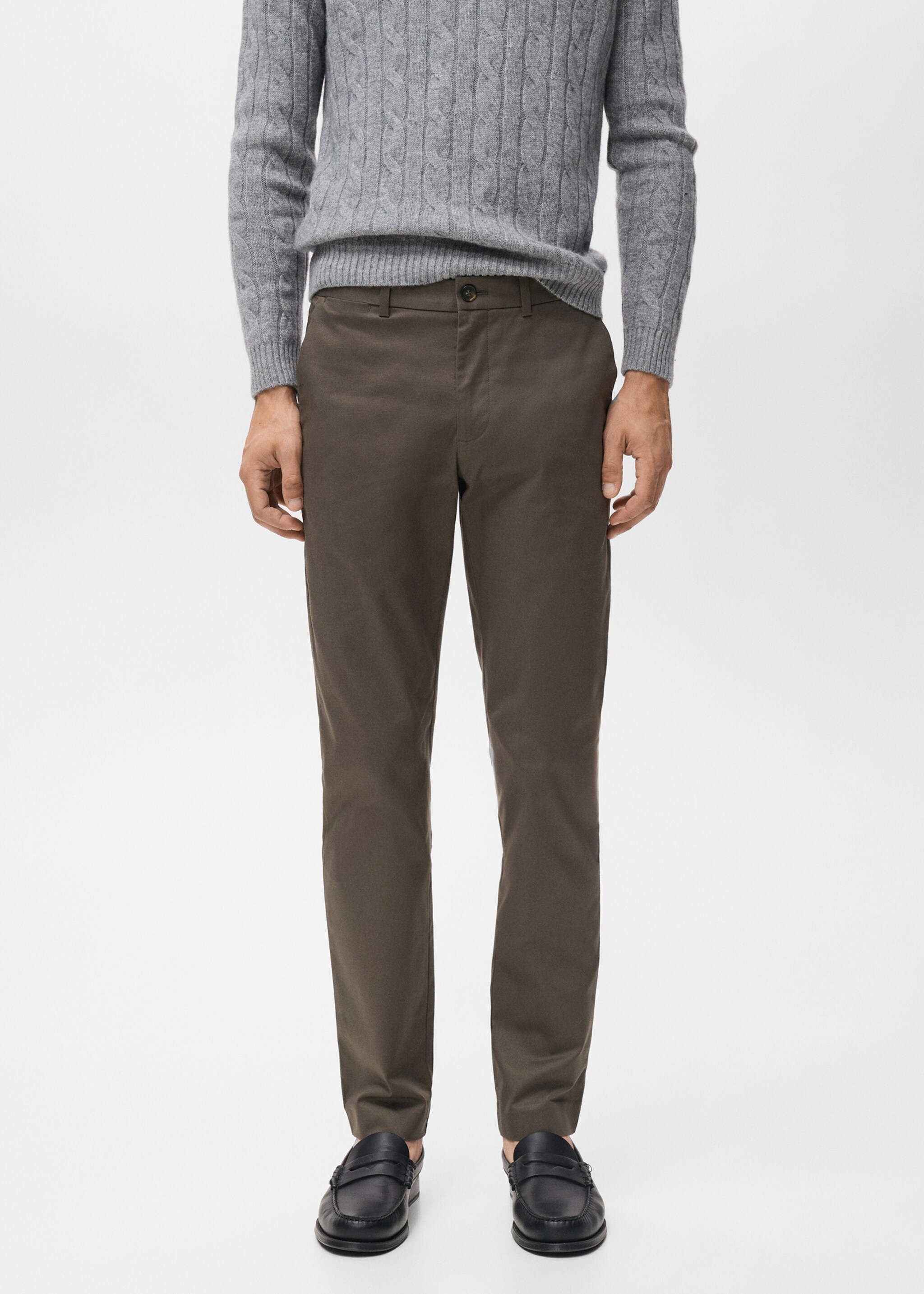 Dublino slim-fit chino trousers - Medium plane, Chocolate. Ref: 17085973-00.