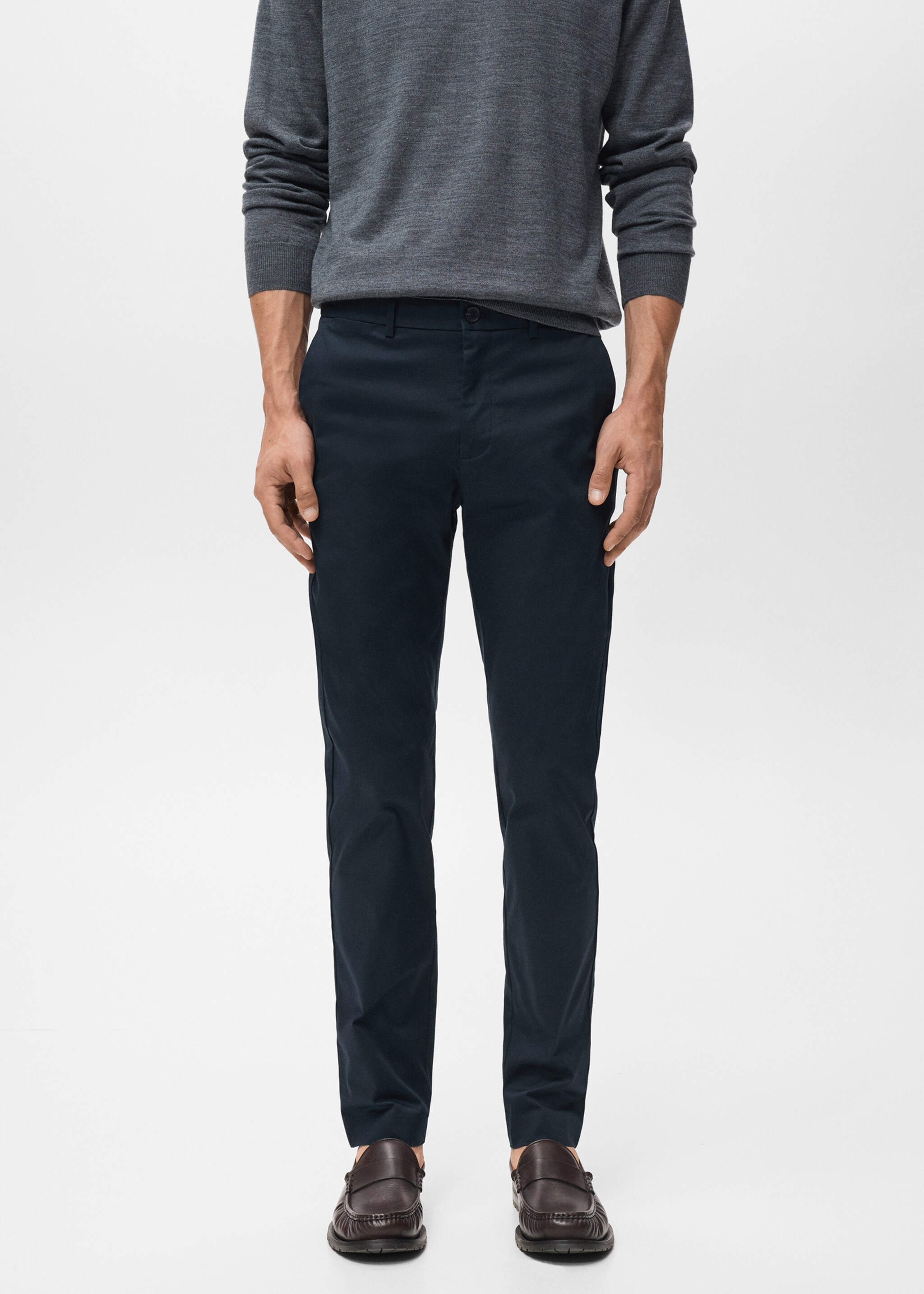 Dublino slim-fit chino trousers - Medium plane, Night Blue. Ref: 17085973-00.