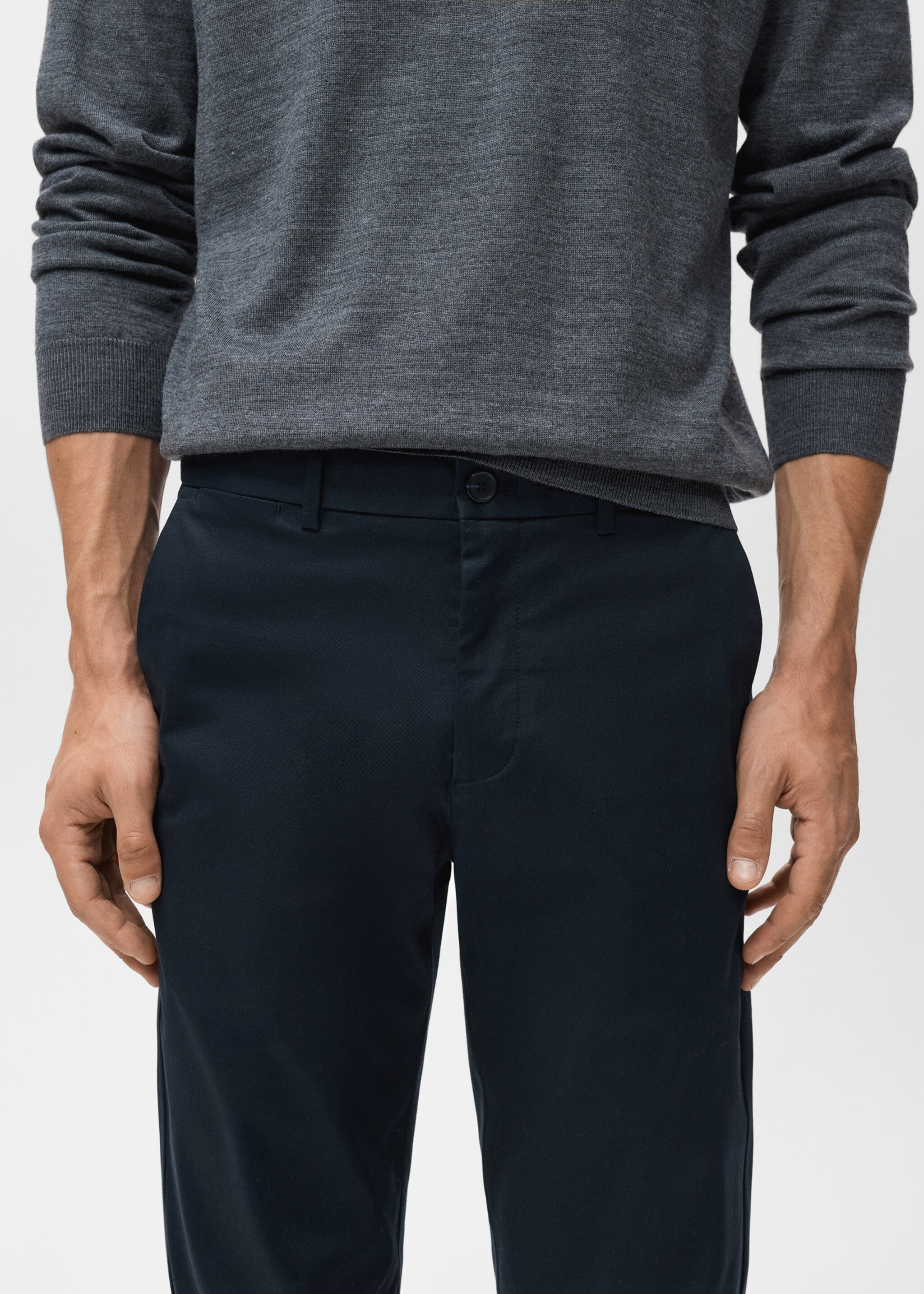 Dublino slim-fit chino trousers - Details of the article 1, Night Blue. Ref: 17085973-00.