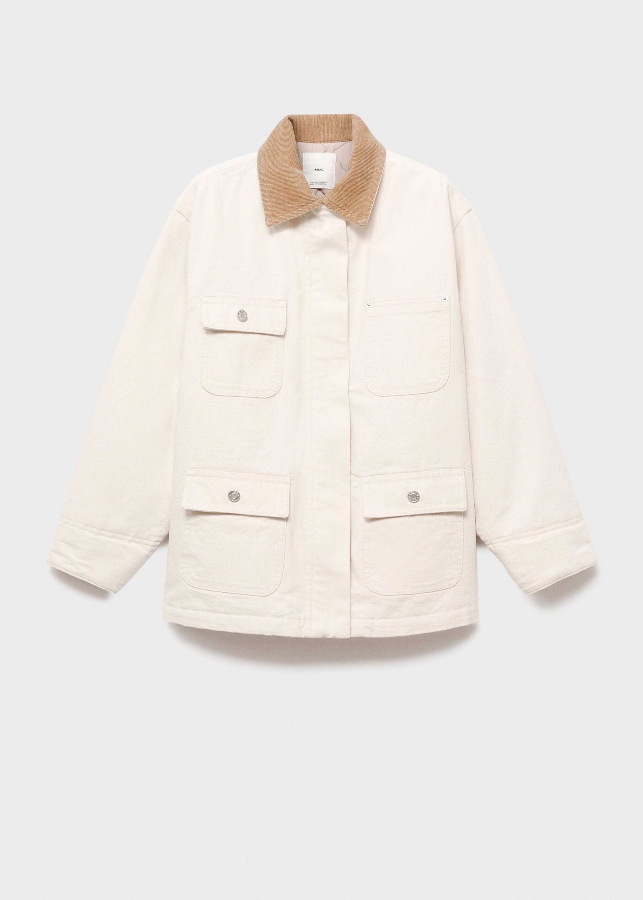 Denim parka with corduroy collar - Article without model, Ecru. Ref: 17085975-00.