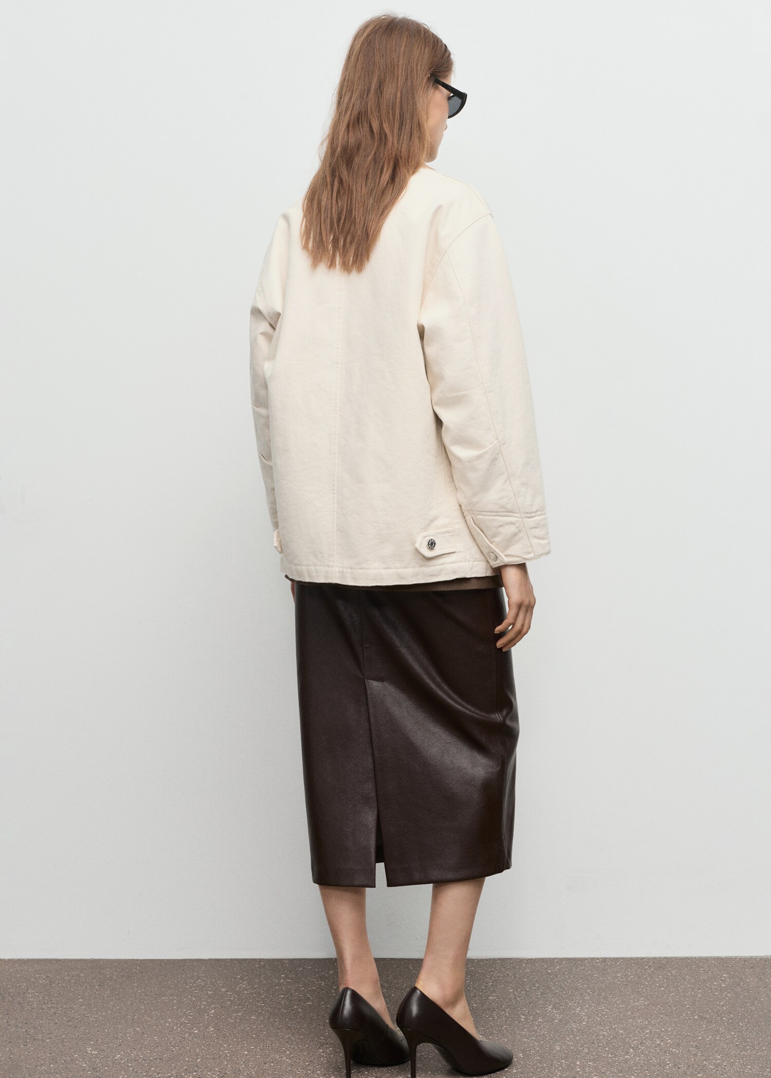 Denim parka with corduroy collar - Reverse of the article