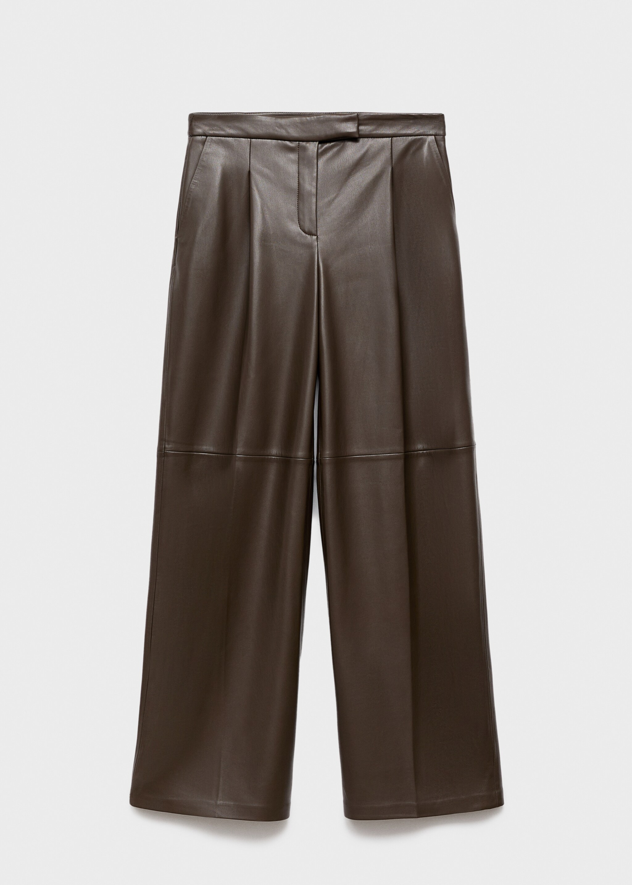Wide leg faux leather trousers - Article without model, Khaki. Ref: 17085976-00.