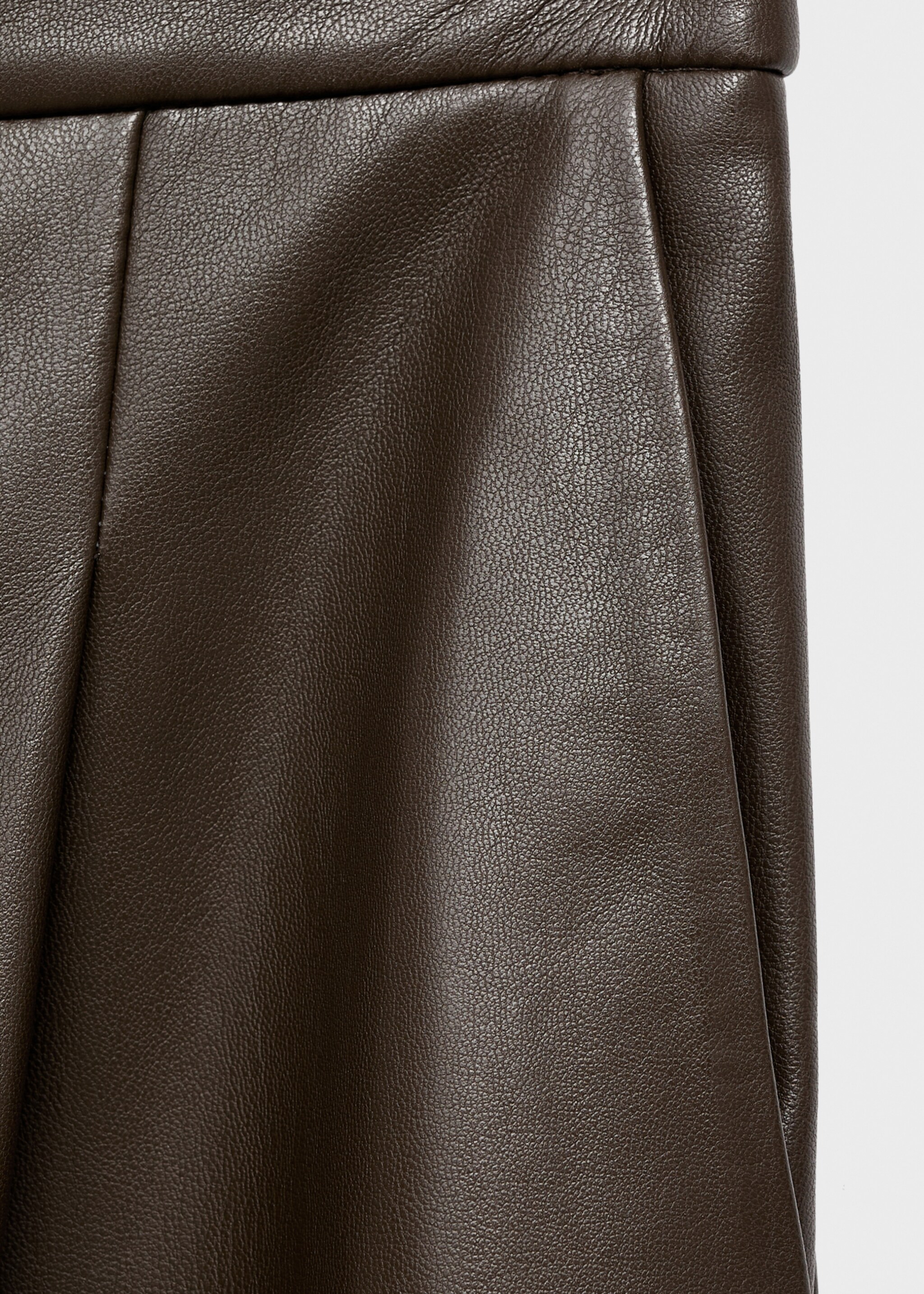 Wide leg faux leather trousers - Details of the article 0, Khaki. Ref: 17085976-00.