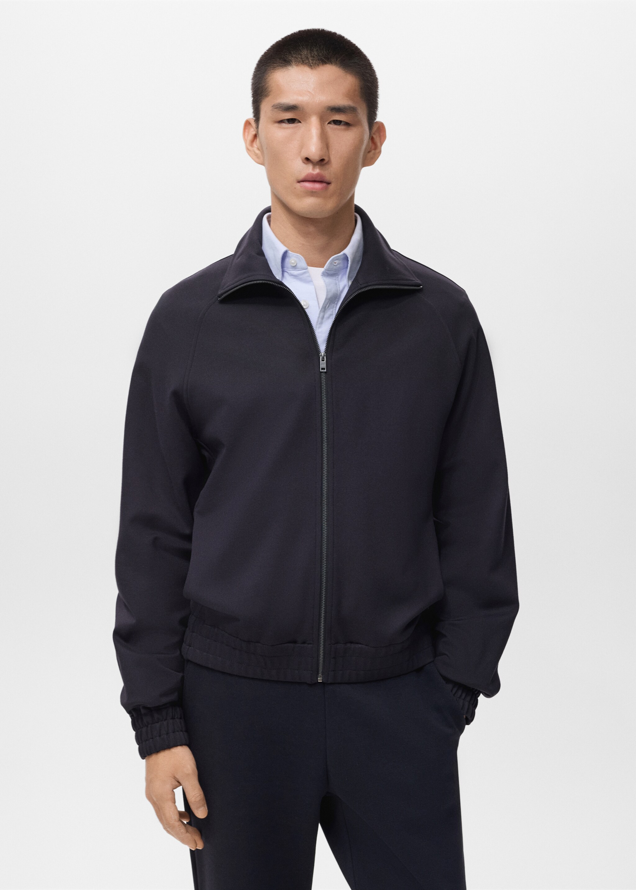 Regular-fit zip-up hoodie - Medium plane, Navy. Ref: 17085988-00.