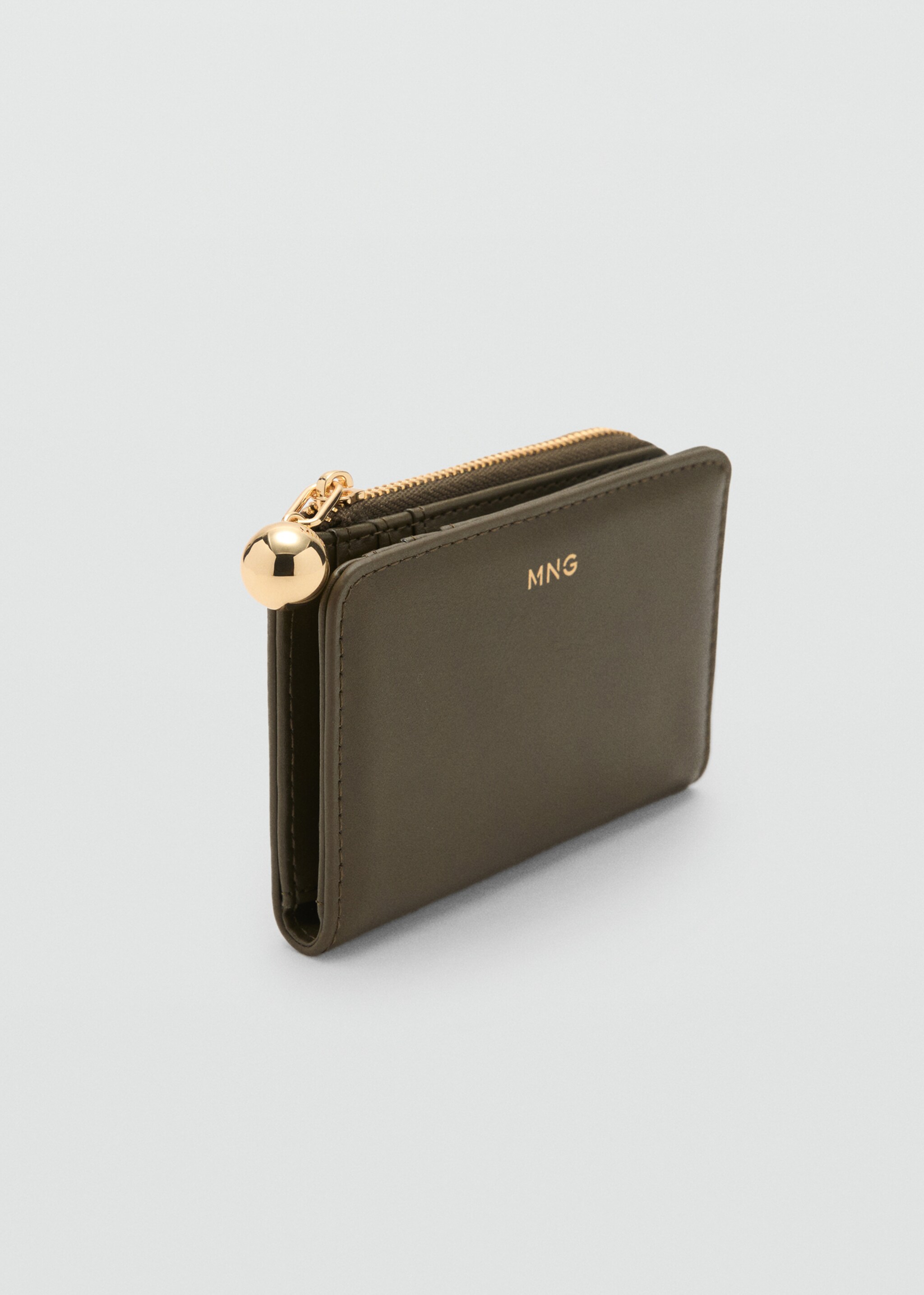 Wallet with mini-beads and flap - Medium plane, Khaki. Ref: 17085995-00.
