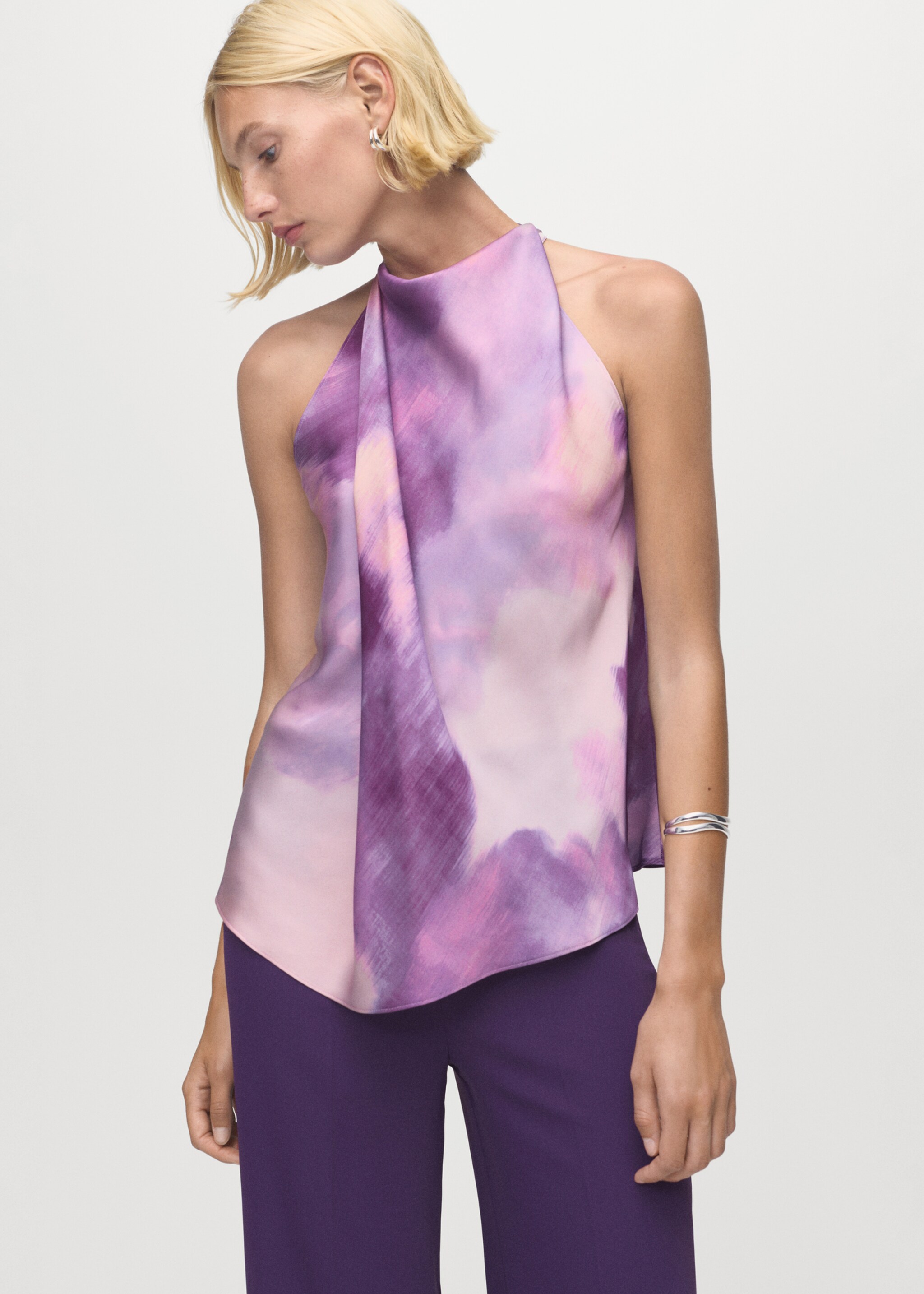 Chemisier tie-dye foulard - Plan moyen, Violet clair/pastel. Ref: 17085999-00.
