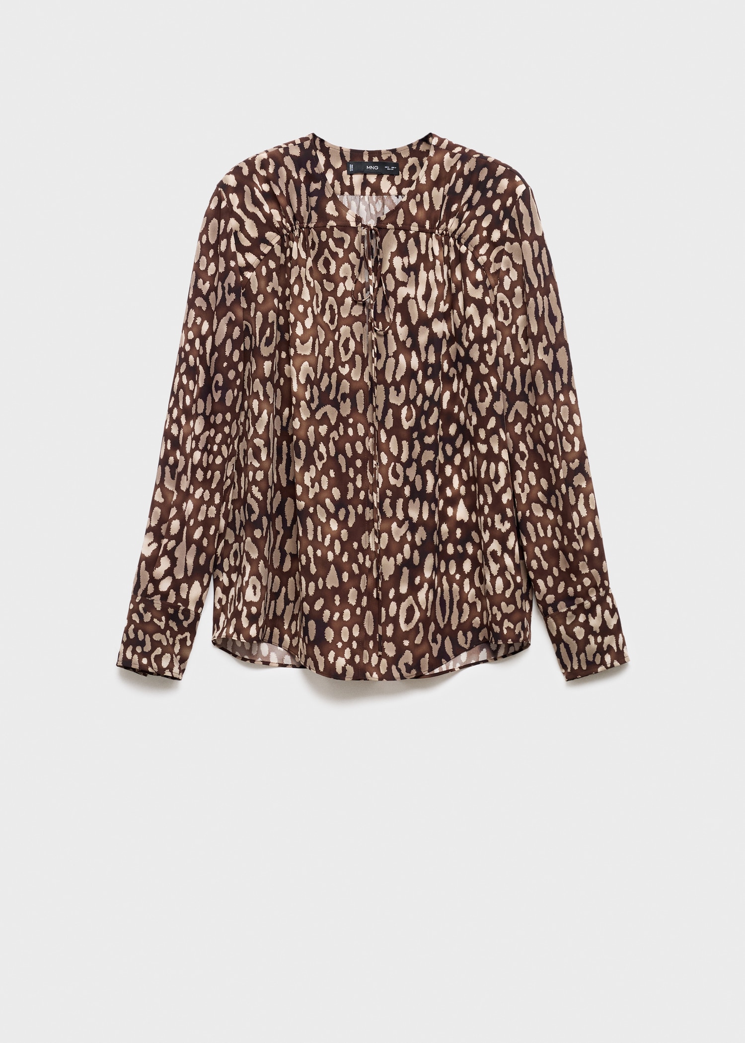 Satin leopard-print blouse with bow Women MANGO Philippines