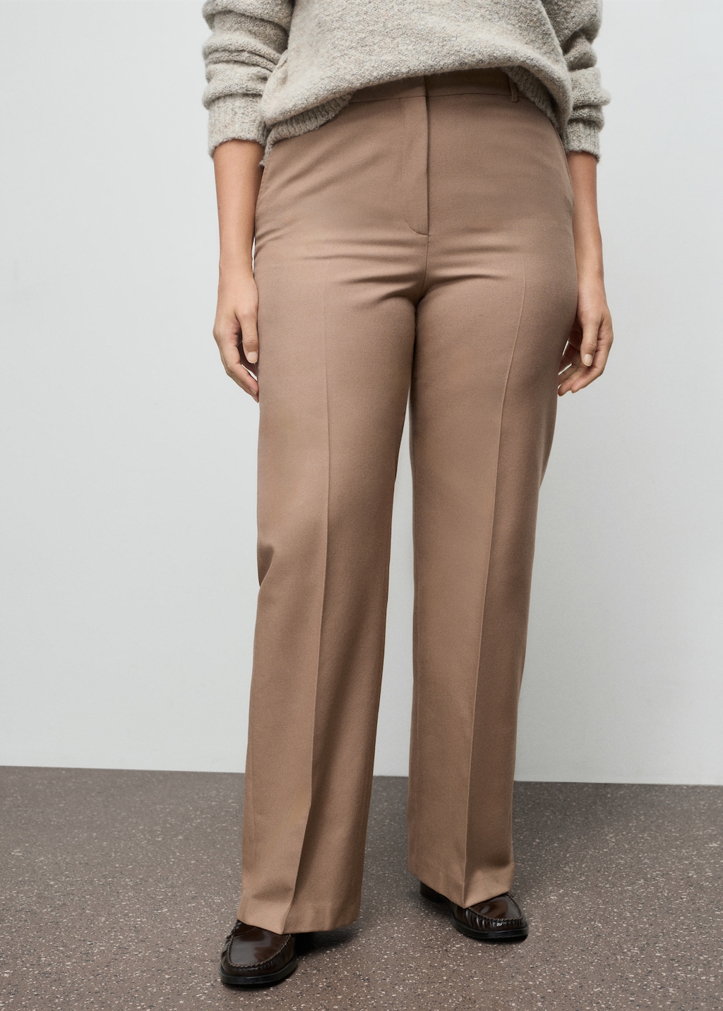 Straight wool-blend suit pants