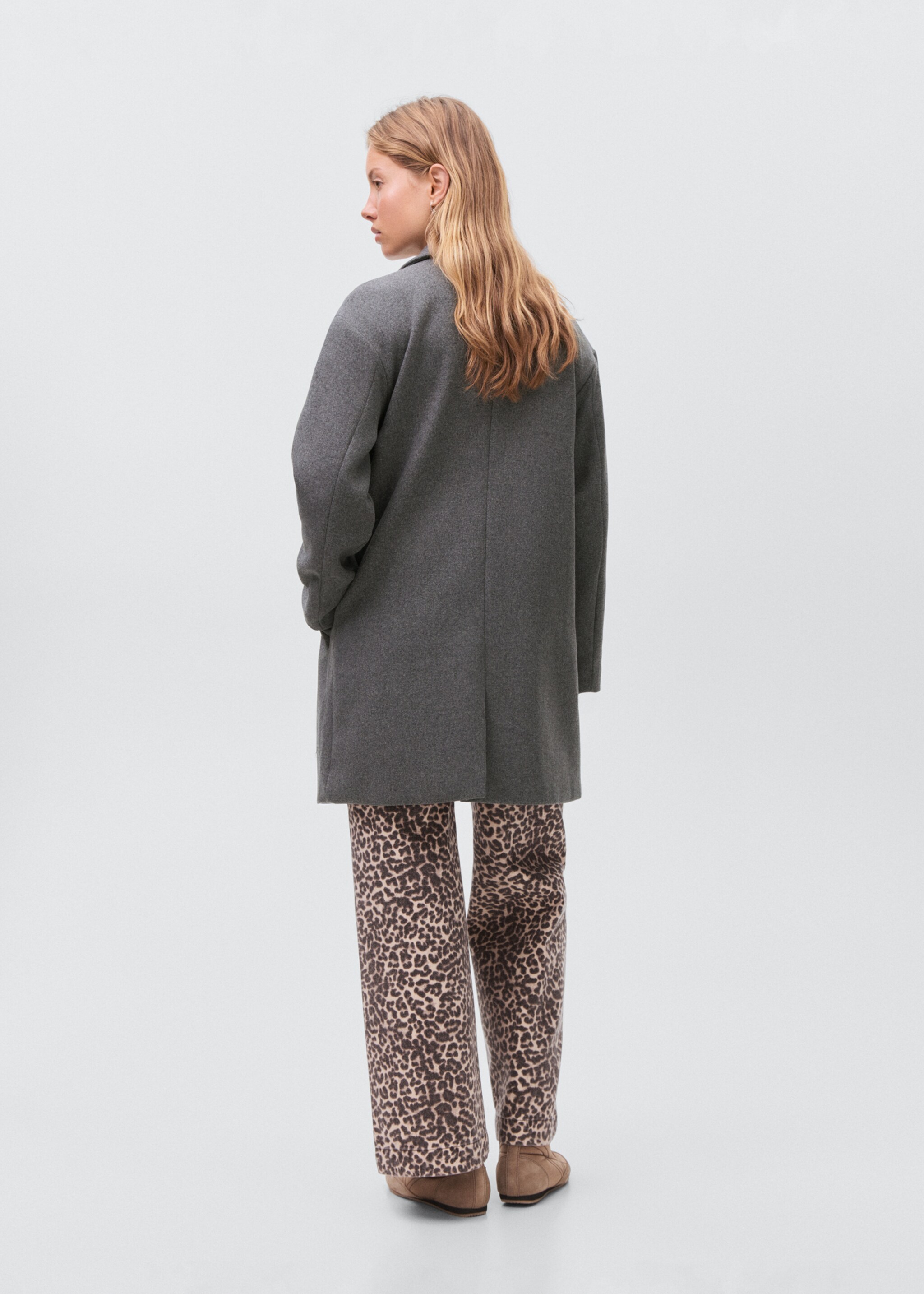 Cloth midi-coat - Reverse of the article, Grey. Ref: 17086325-00.