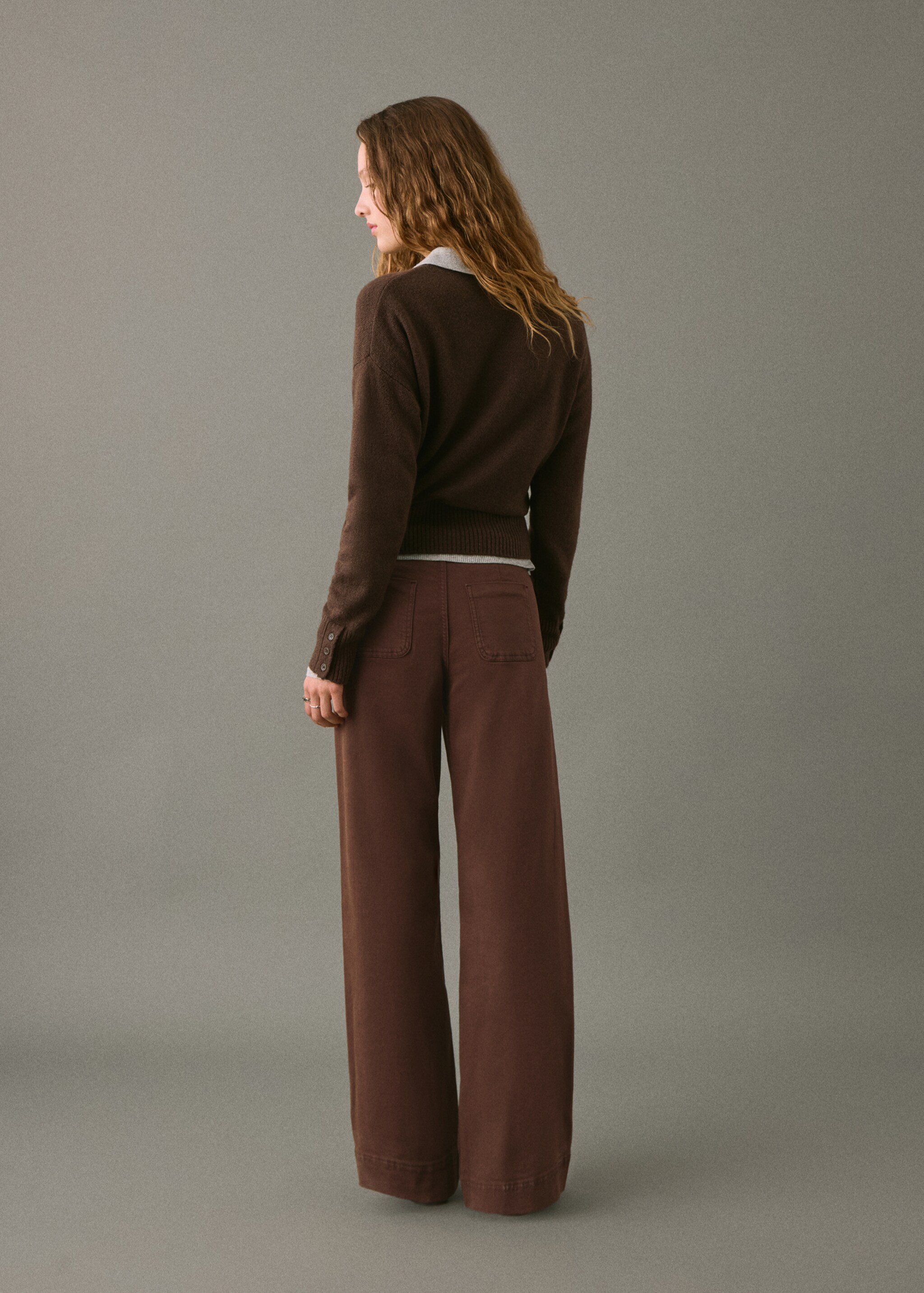 Jeans wideleg bolsillos - Reverso del artículo, Chocolate. Ref: 17086330-00.