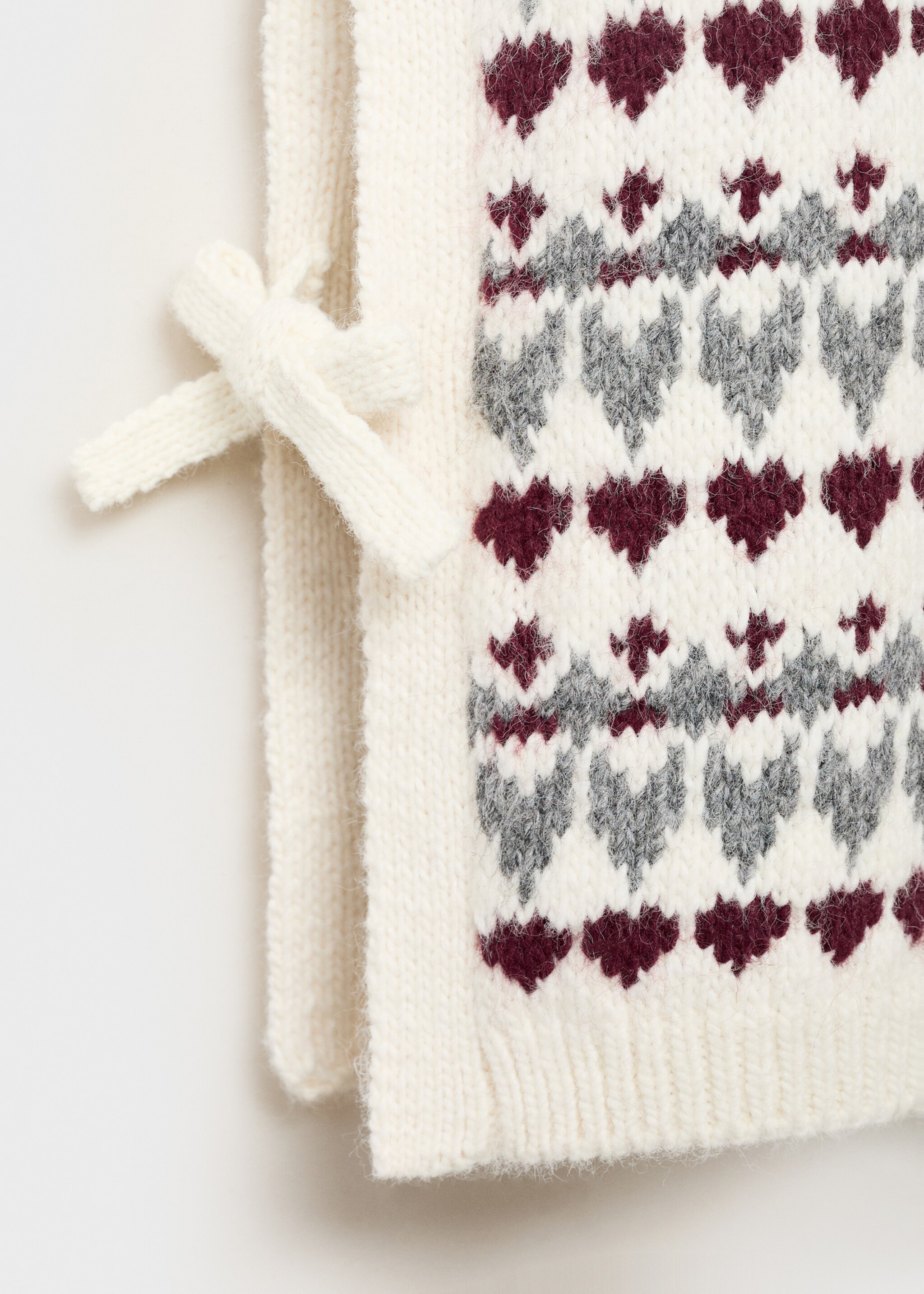 Heart knit vest - Pormenor do artigo 8, Branco-pérola. Ref: 17086337-00.