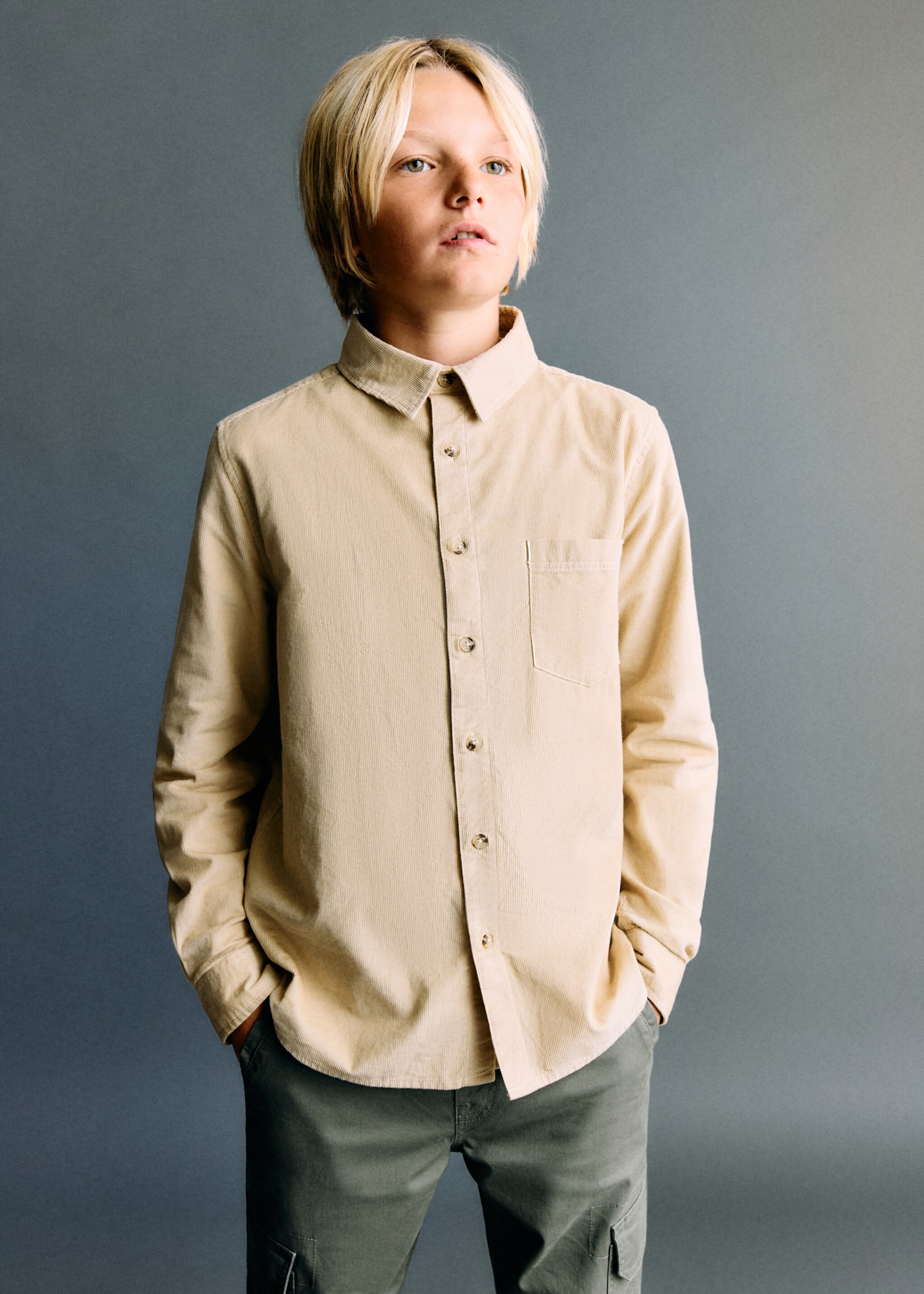 Regular-fit corduroy shirt - Medium plane, Sand. Ref: 17086339-00.