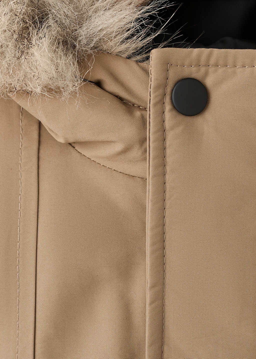 Anorak with shearling-effect hood