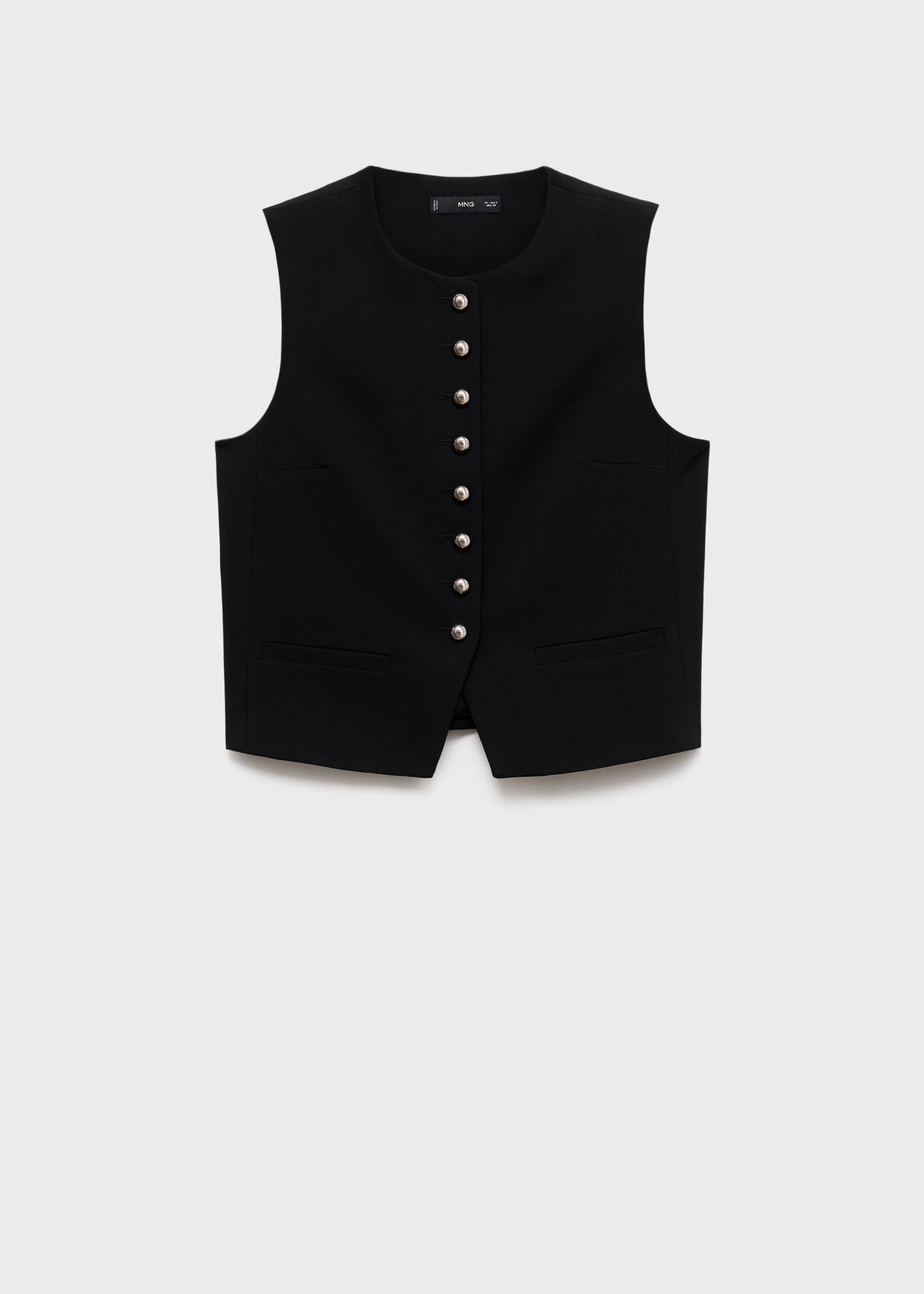 Waistcoat with jewel buttons - Article without model, Black. Ref: 17086349-00.