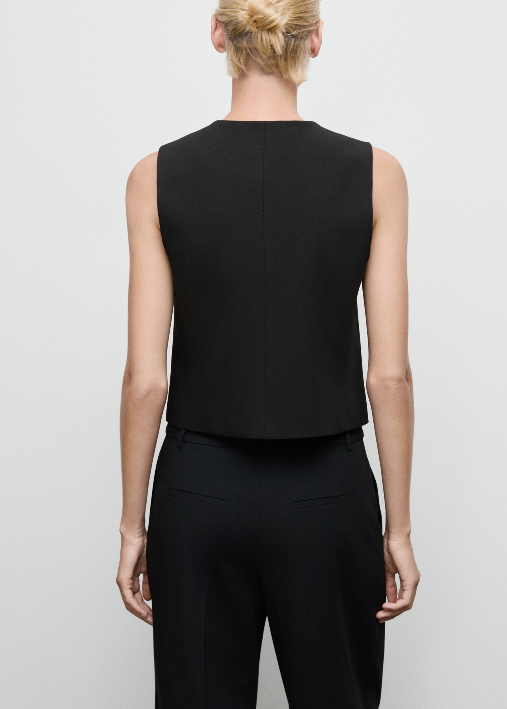 Waistcoat with jewel buttons - Reverse of the article, Black. Ref: 17086349-00.