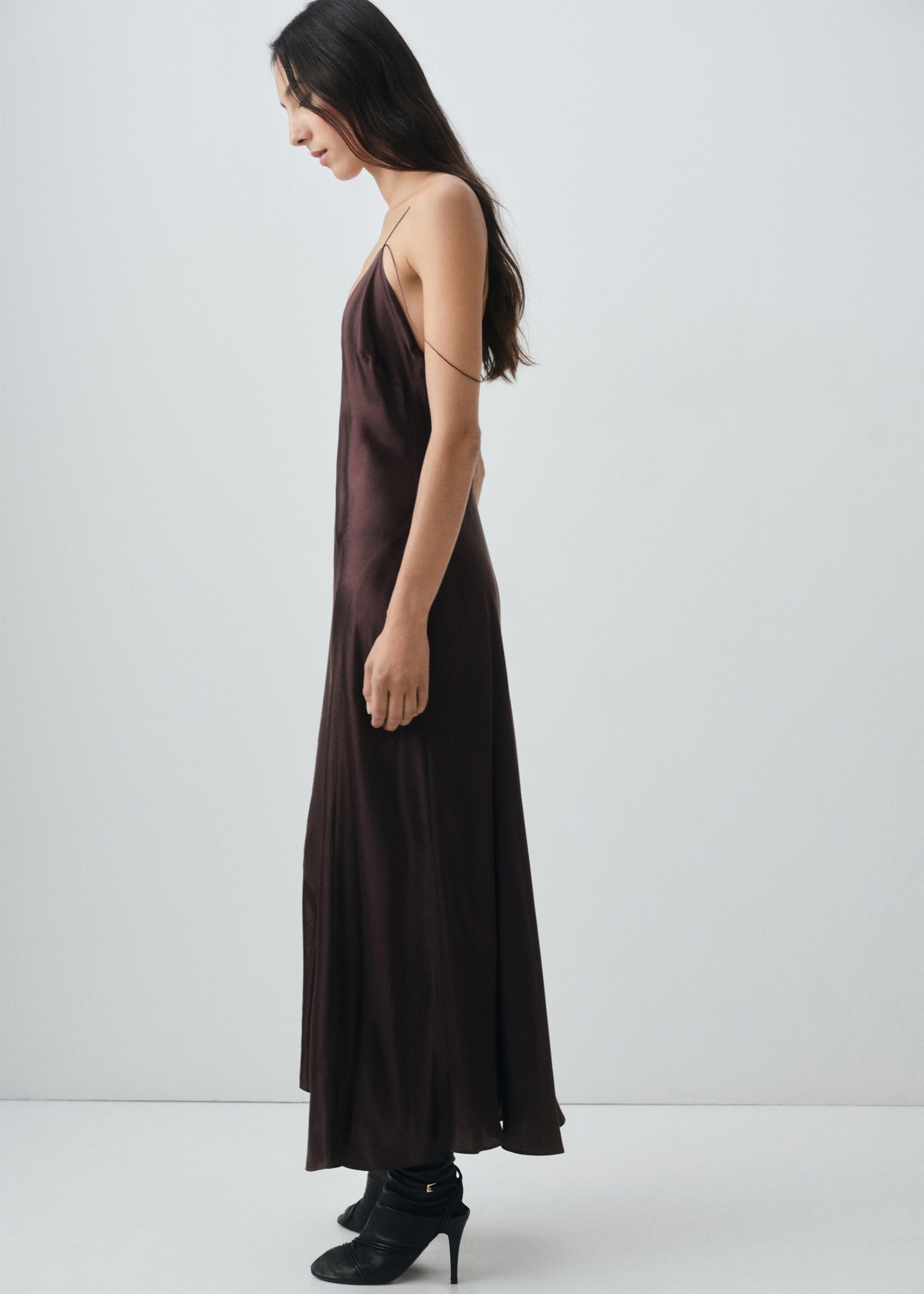 Silk satin dress - Details of the article 4, Brown. Ref: 17086351-00.