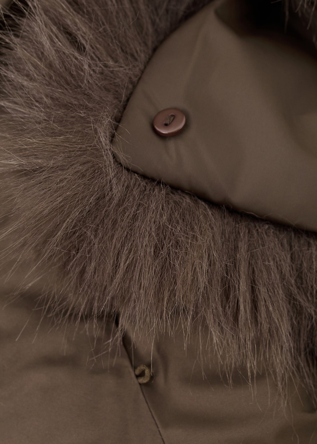 Padded anorak with faux-fur hood