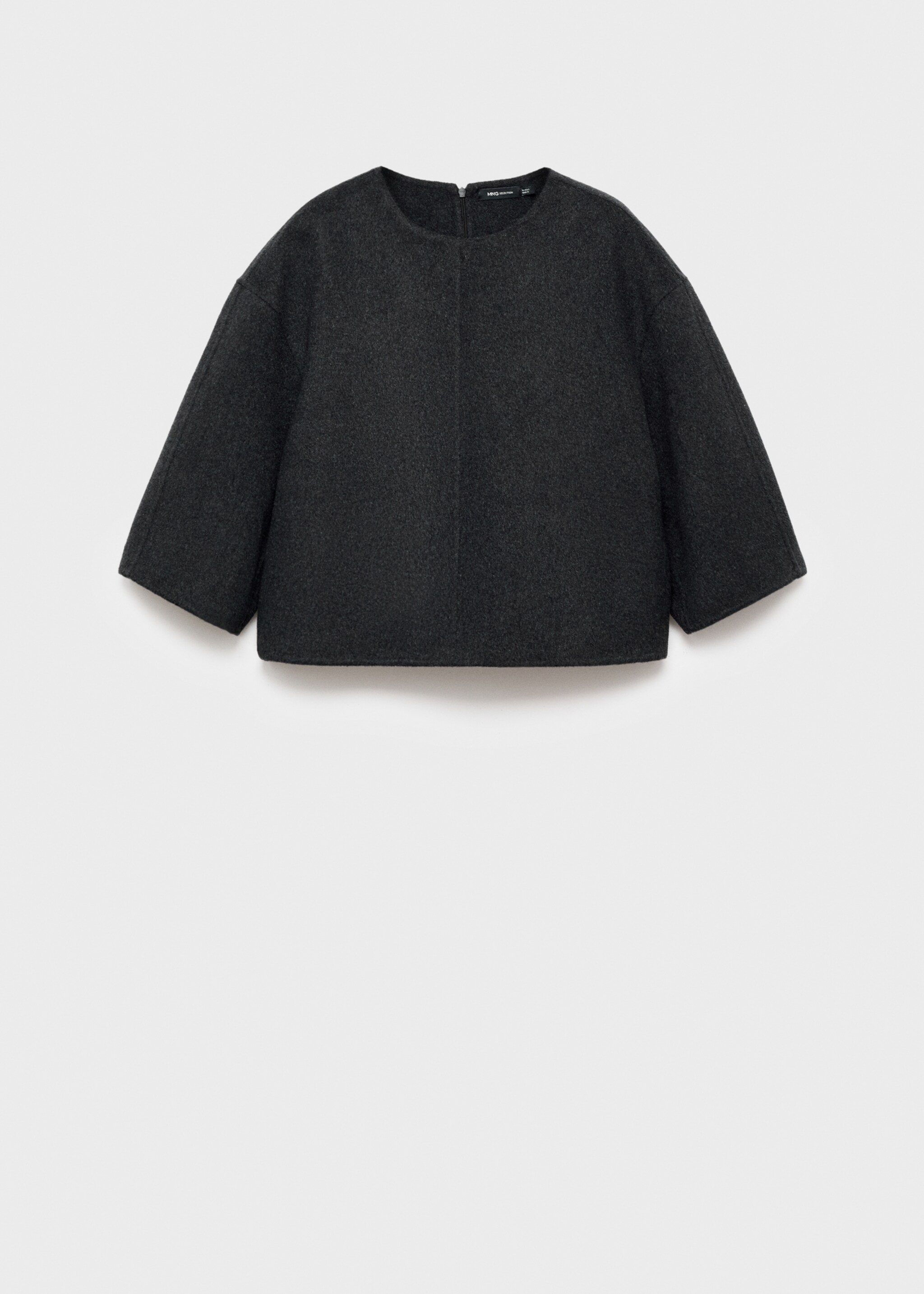 Wool top with three-quarter sleeve - Article without model, Grey. Ref: 17086356-00.