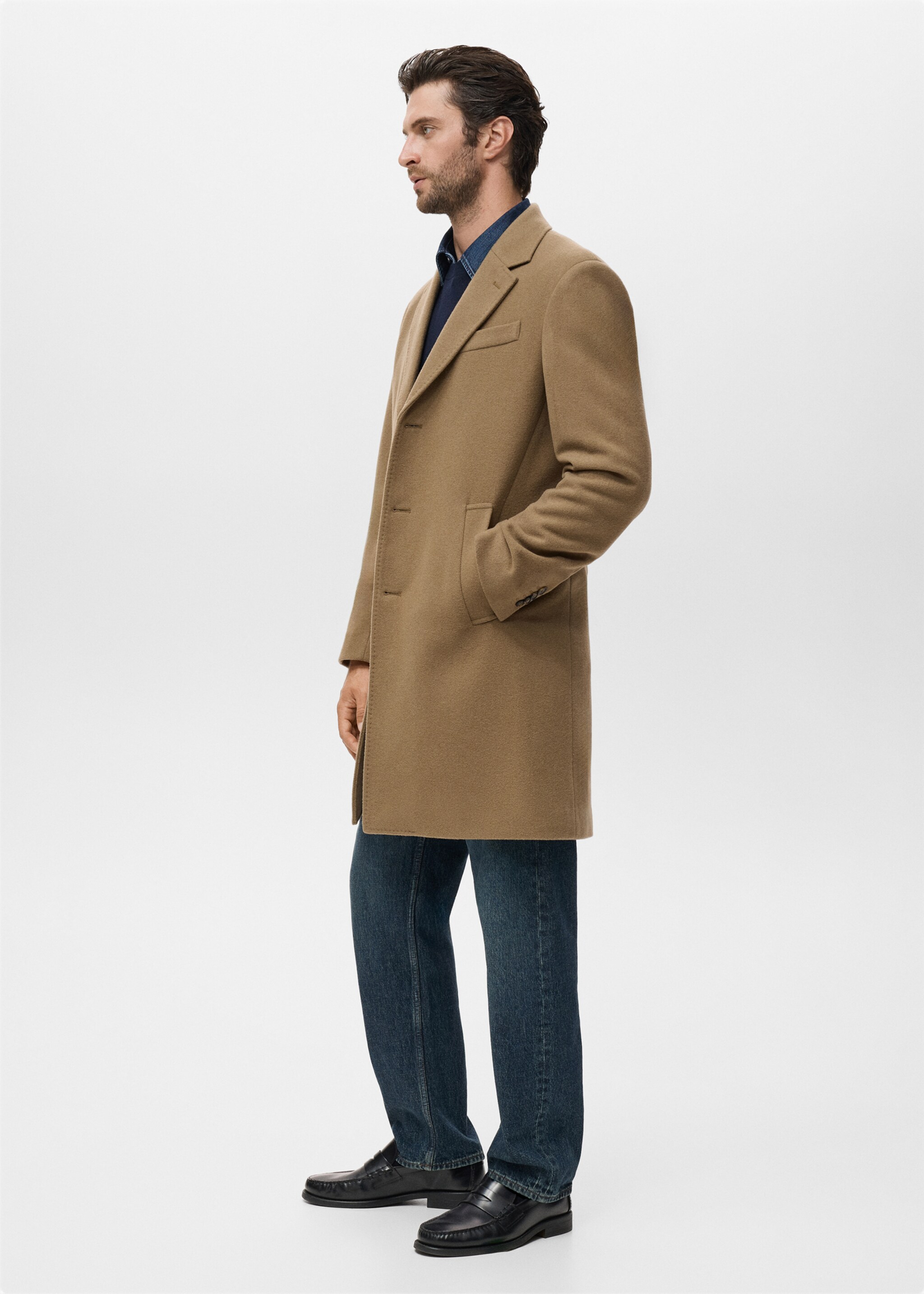 Wool overcoat - Details of the article 2, Medium Brown. Ref: 17086720-00.