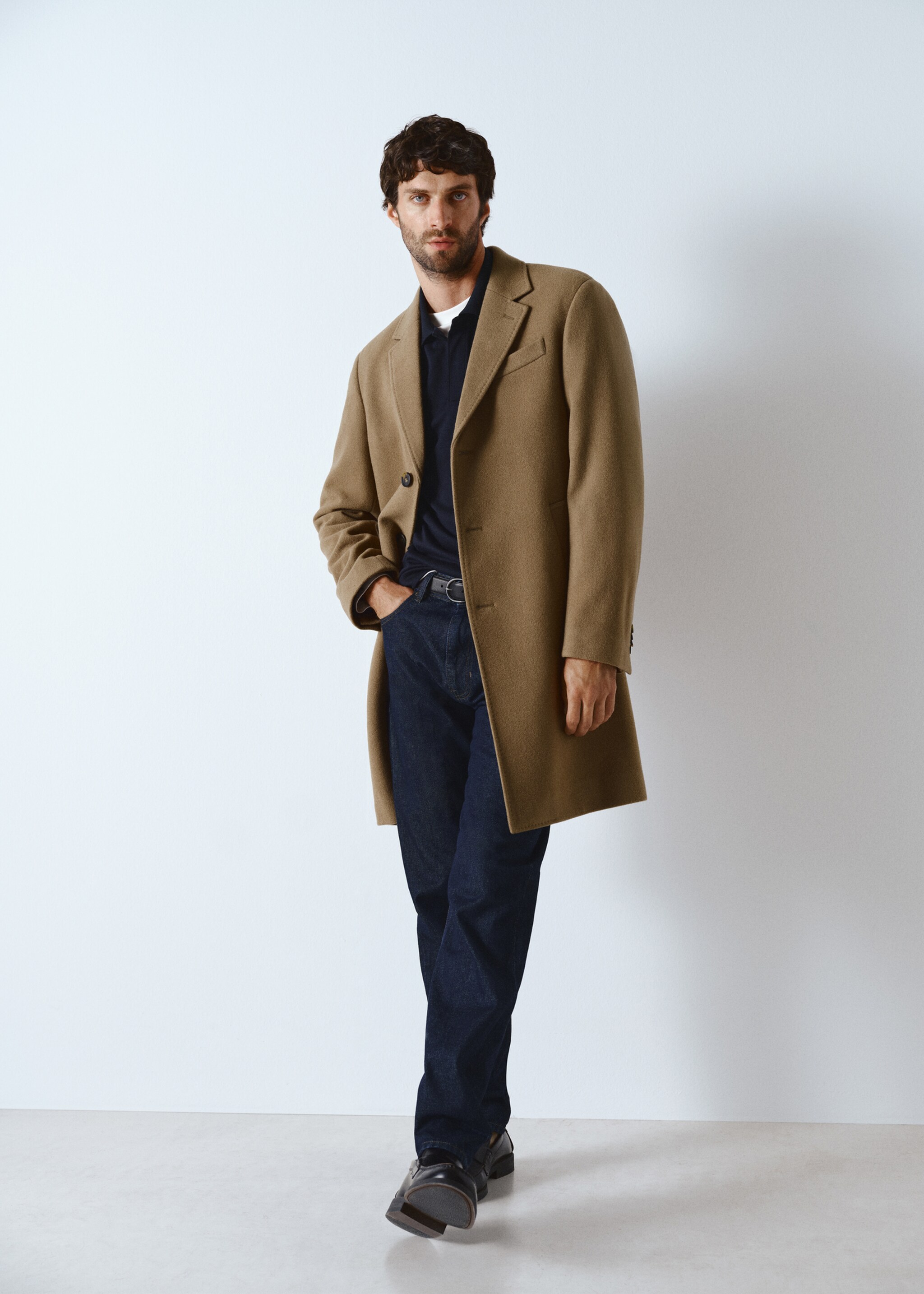 Wool overcoat - Details of the article 3, Medium Brown. Ref: 17086720-00.