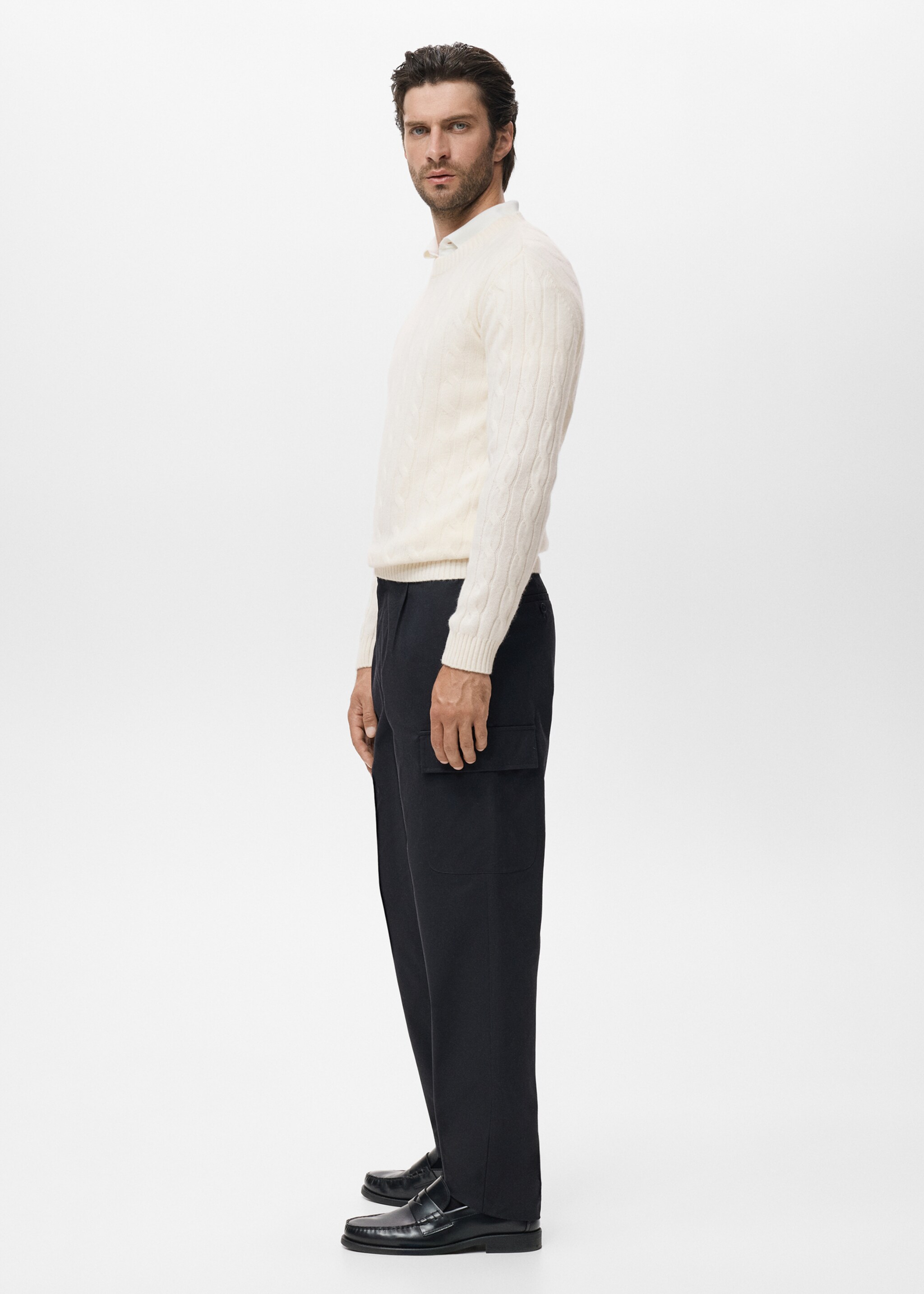 100% wool braided sweater - Details of the article 2, Ecru. Ref: 17086721-00.