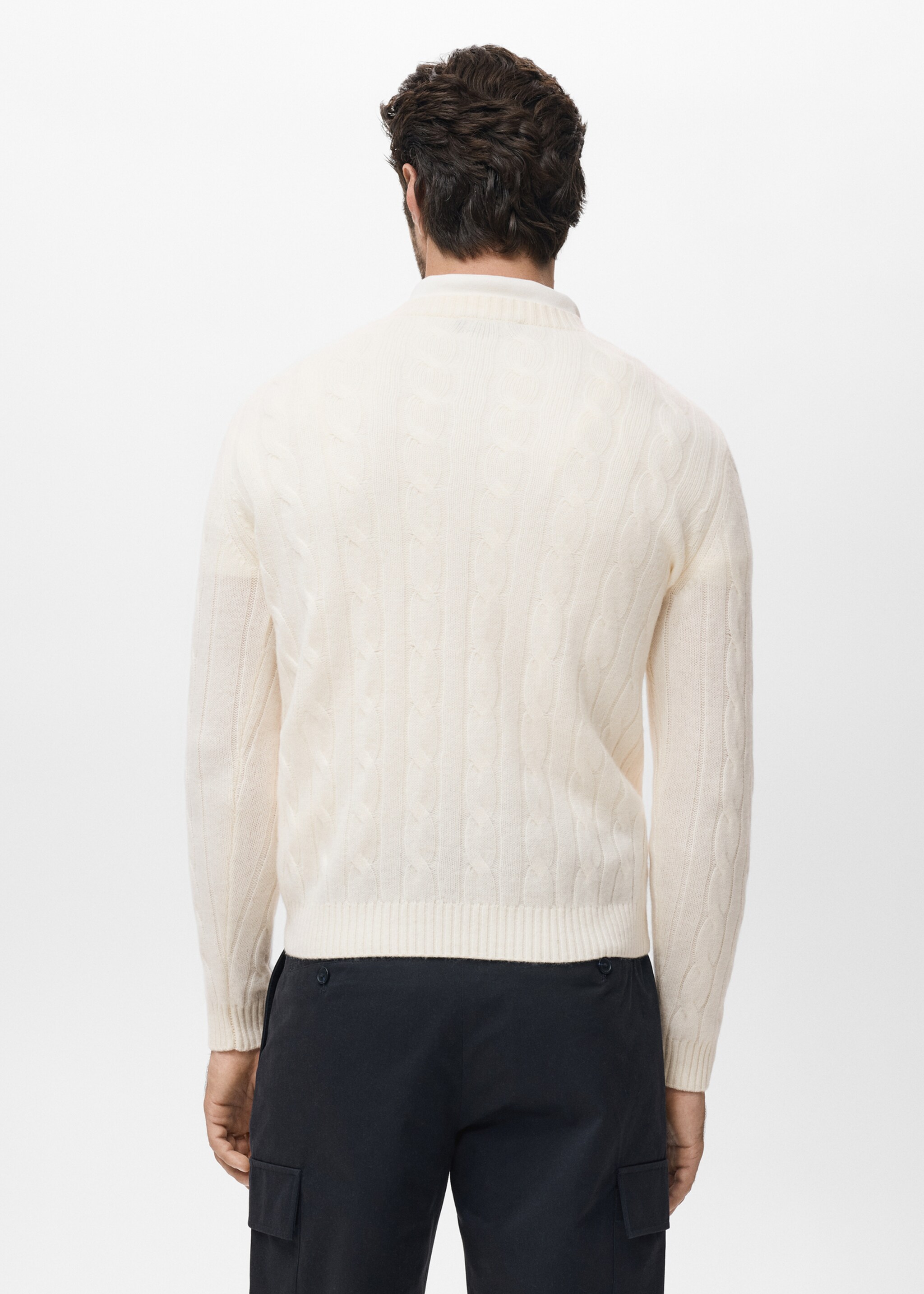 100% wool braided sweater - Reverse of the article, Ecru. Ref: 17086721-00.