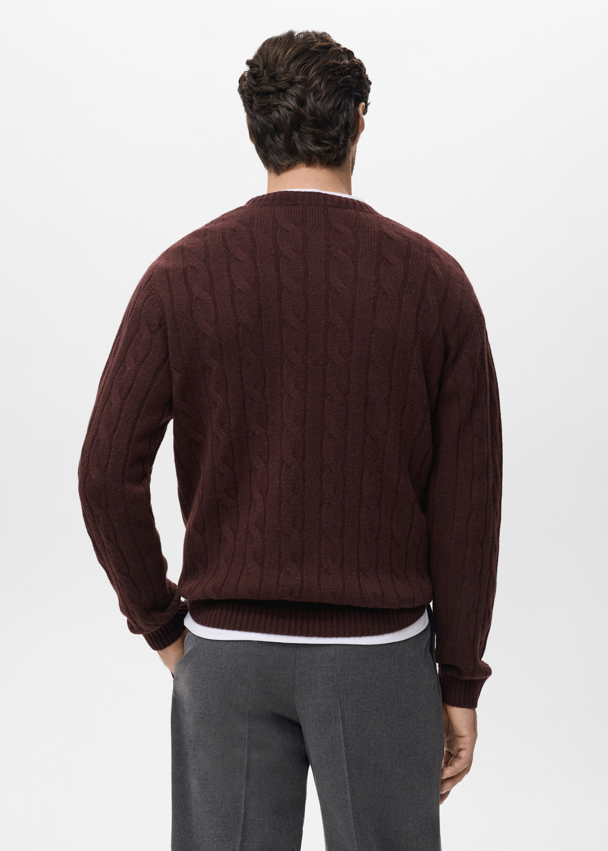 100% wool braided sweater - Reverse of the article, Wine. Ref: 17086721-00.