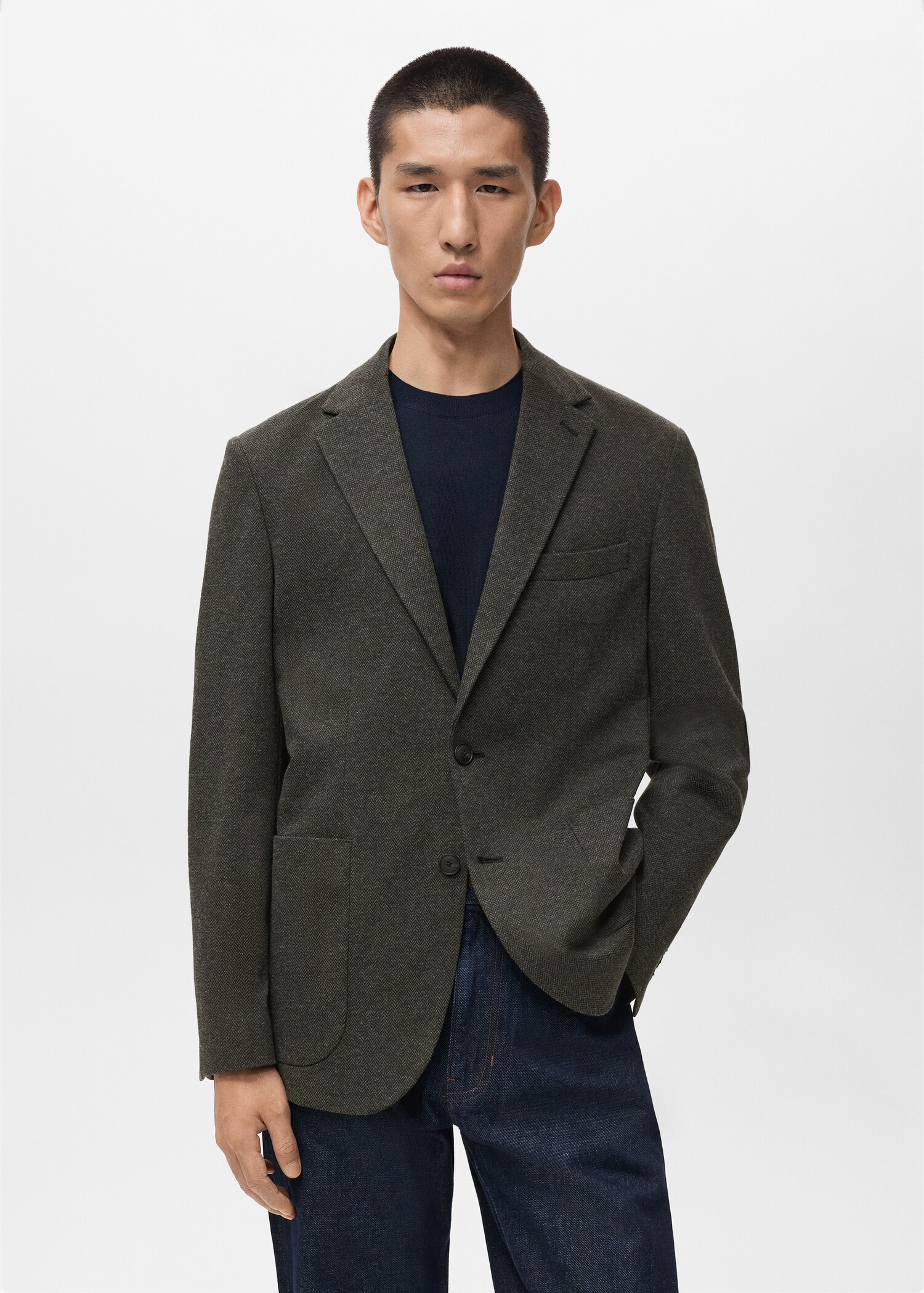 Slim fit microstructure blazer - Medium plane