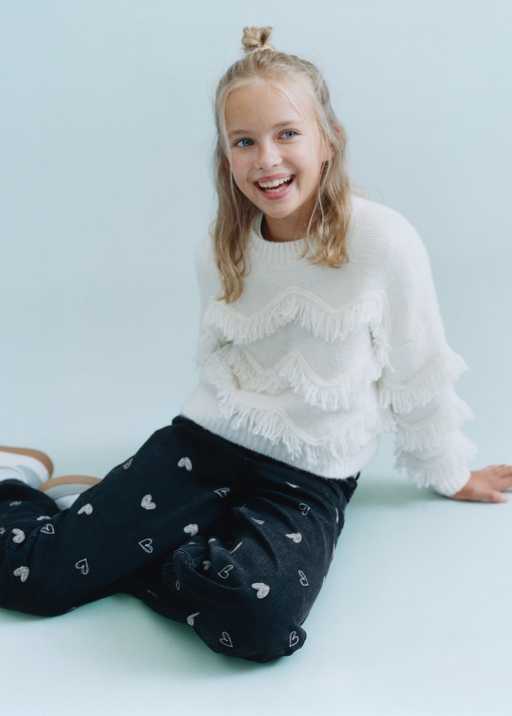 Jeans with embroidered heart