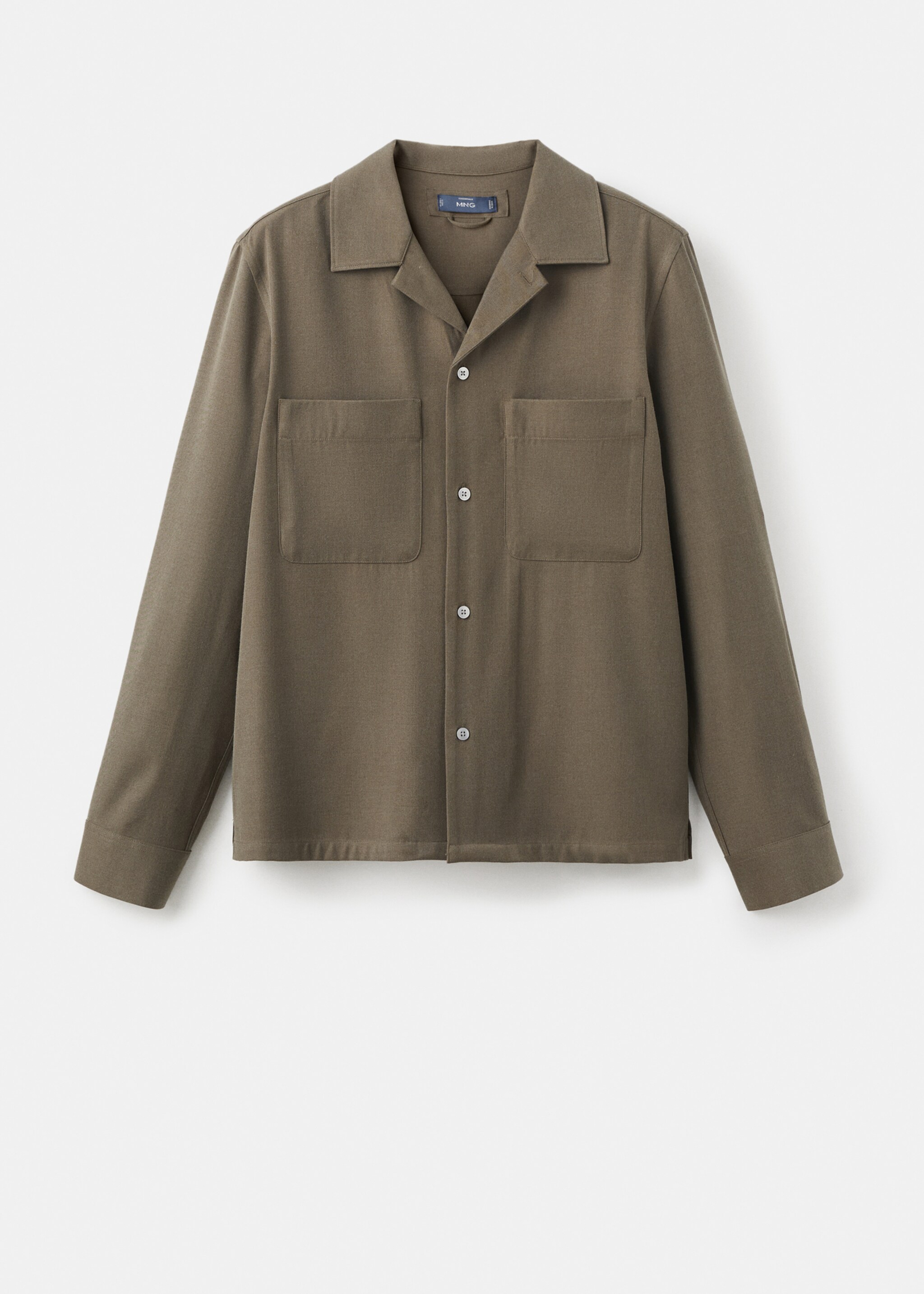 Regular-fit overshirt with pocket - Article without model, Khaki. Ref: 17086726-00.