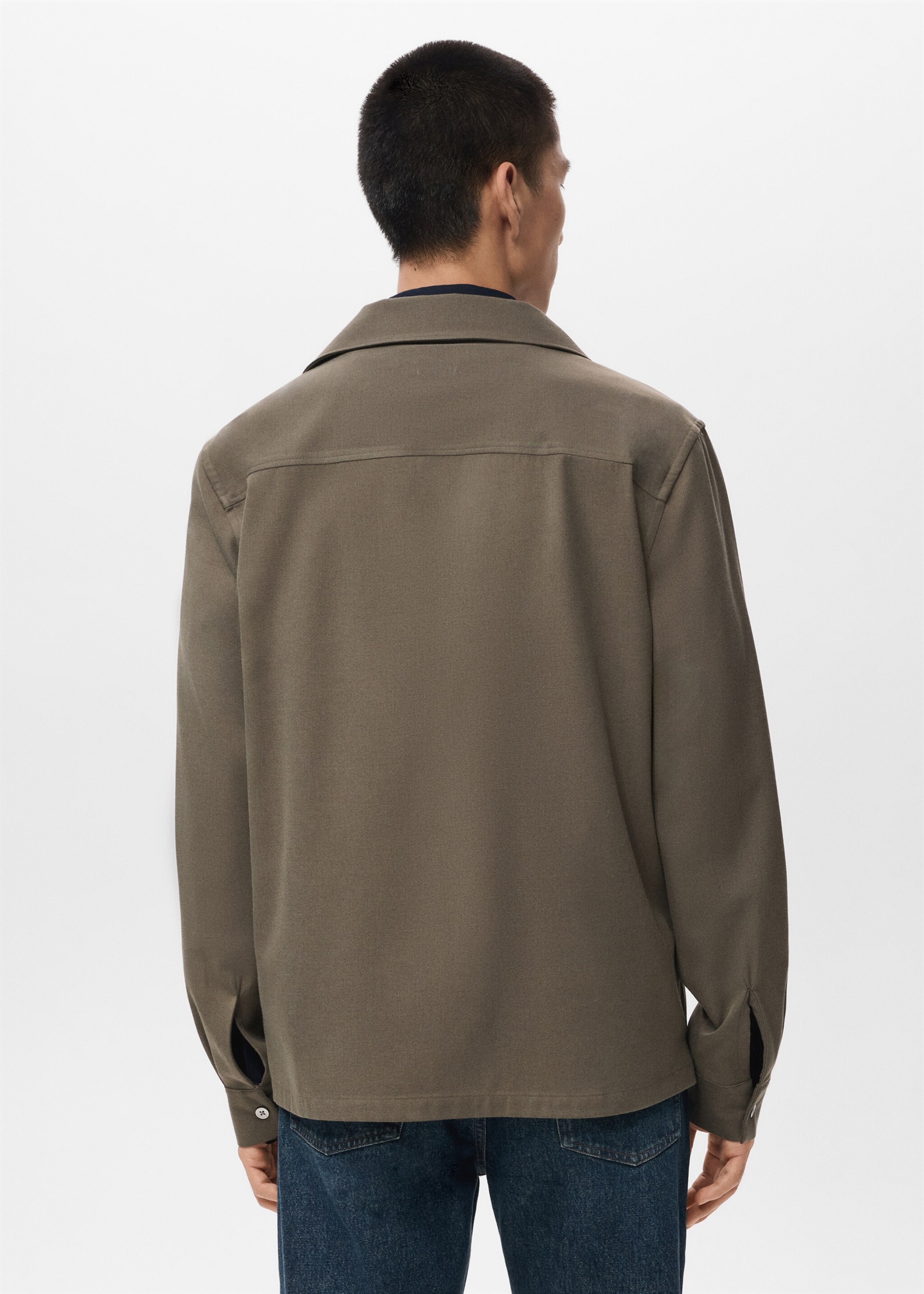 Regular-fit overshirt with pocket - Reverse of the article, Khaki. Ref: 17086726-00.