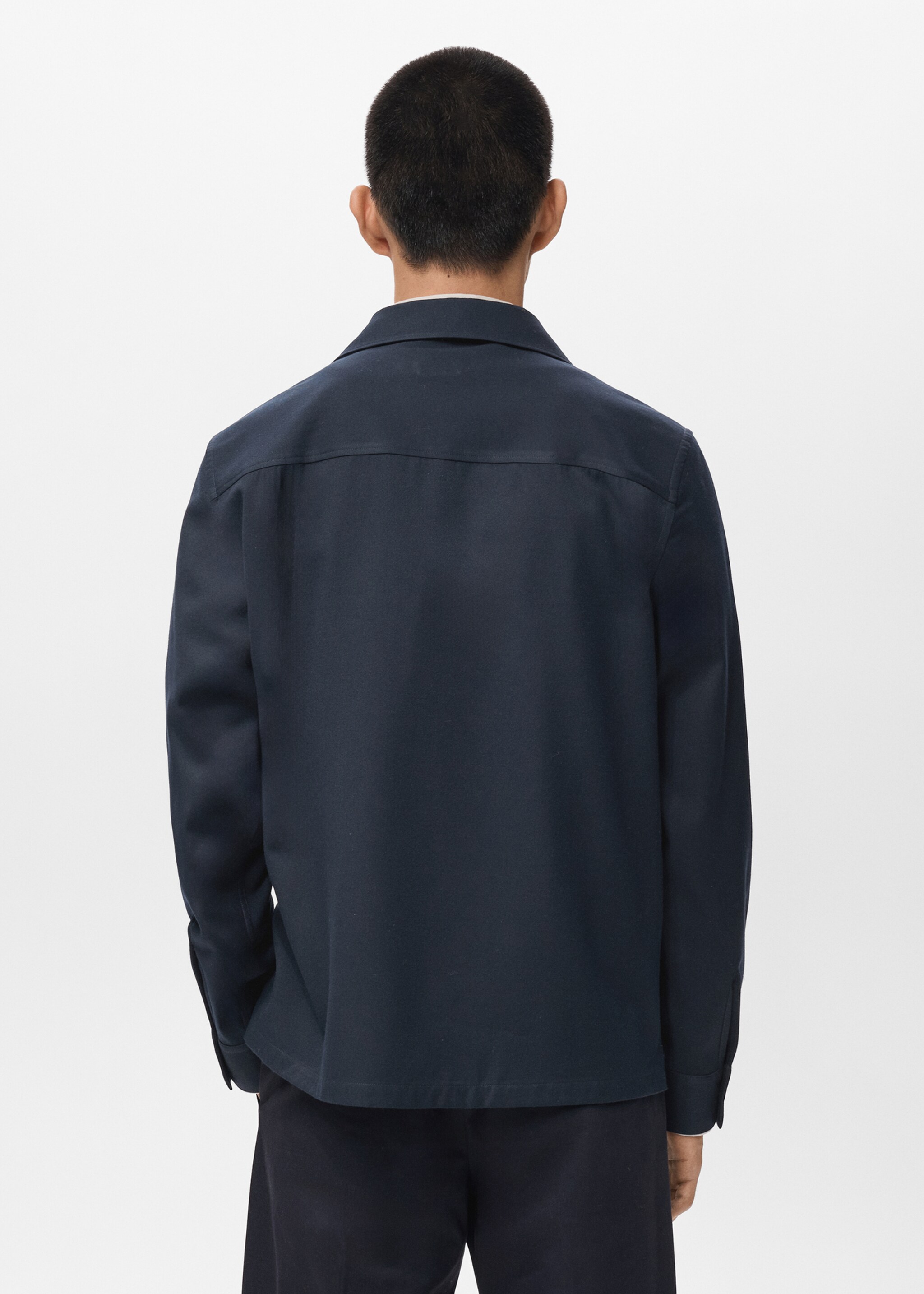Regular-fit overshirt with pocket - Reverse of the article, Dark Navy. Ref: 17086726-00.