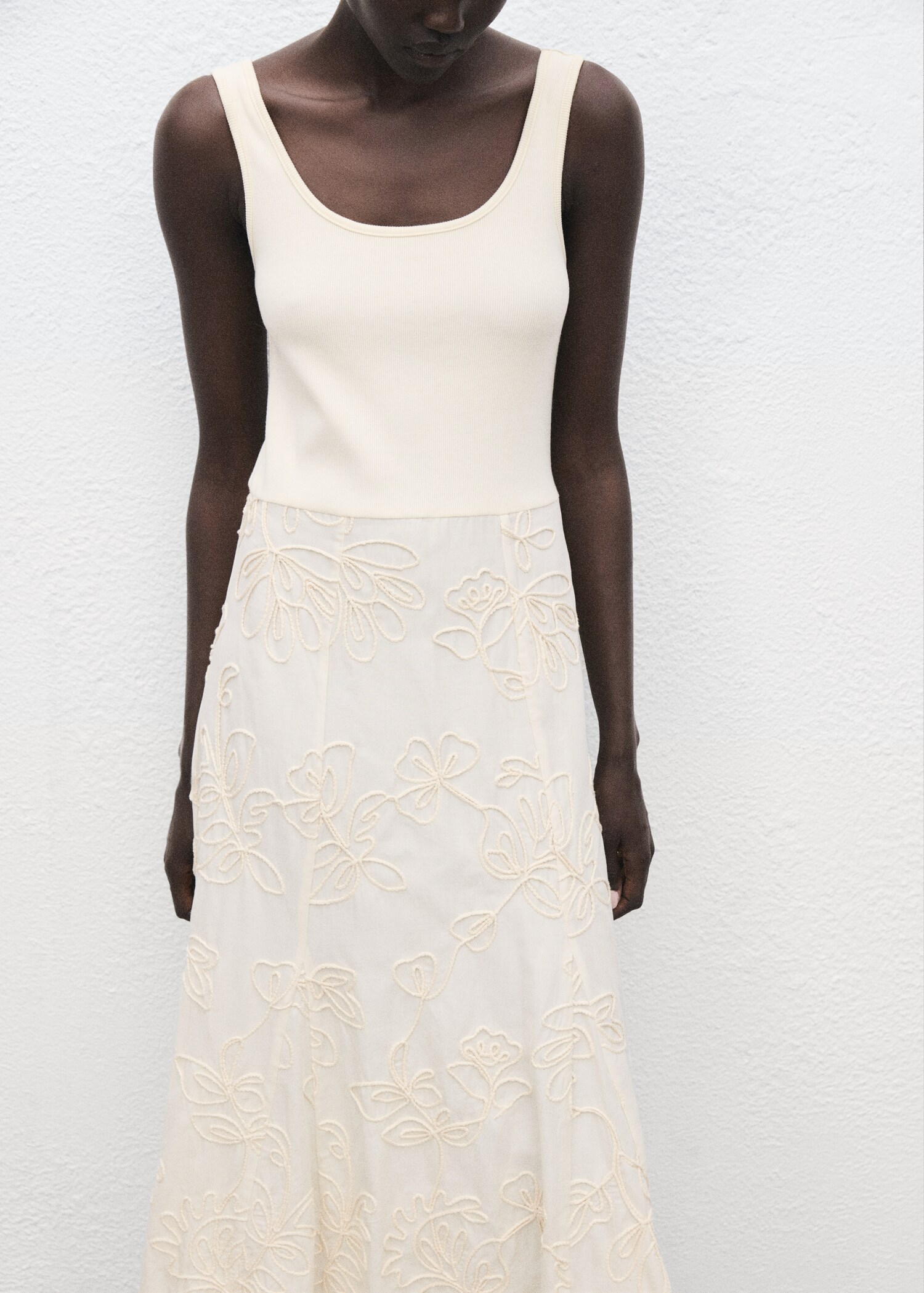 Floral-embroidered combined dress - Details of the article 6