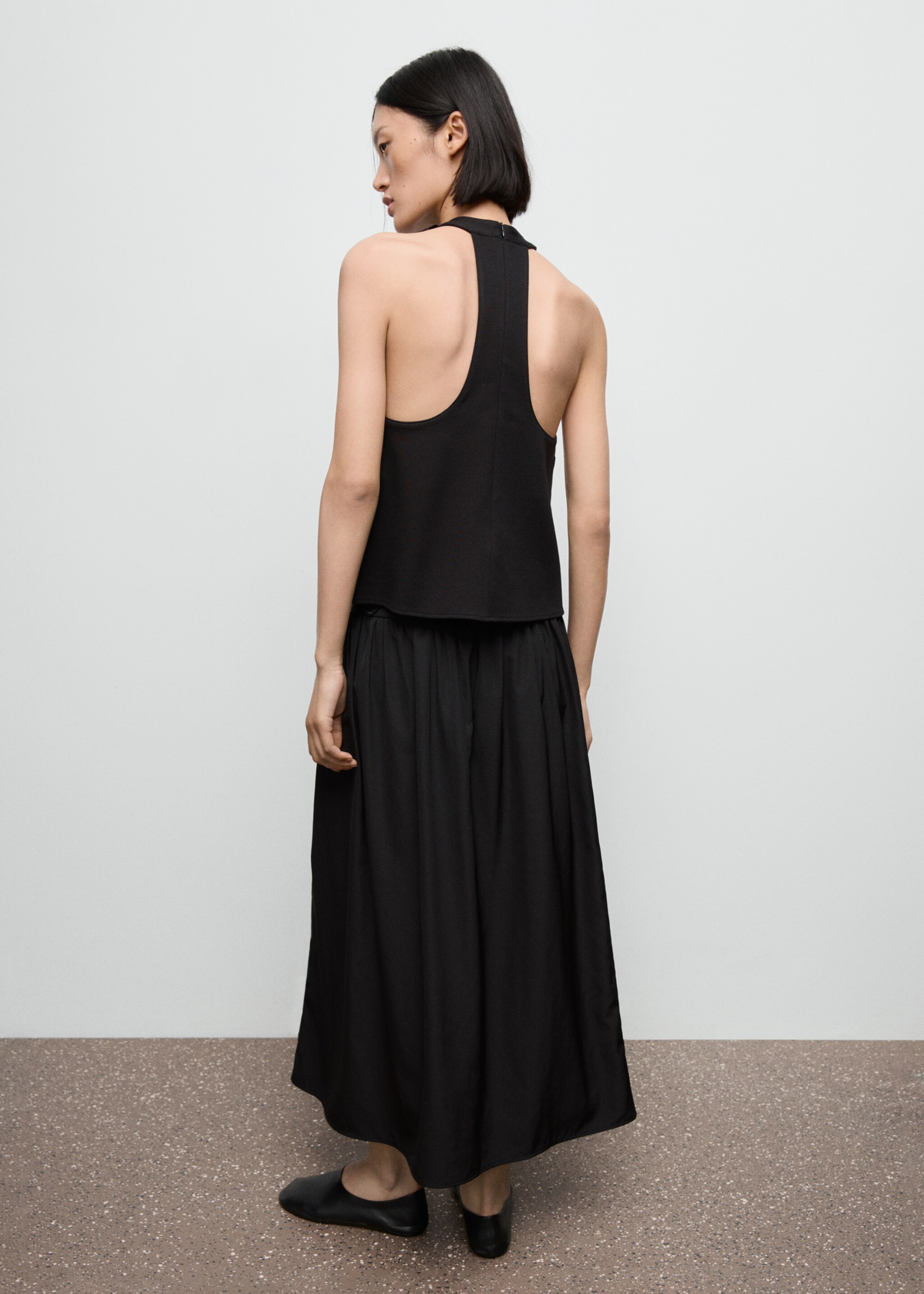 Gathered A-line skirt - Reverse of the article, Black. Ref: 17086730-00.
