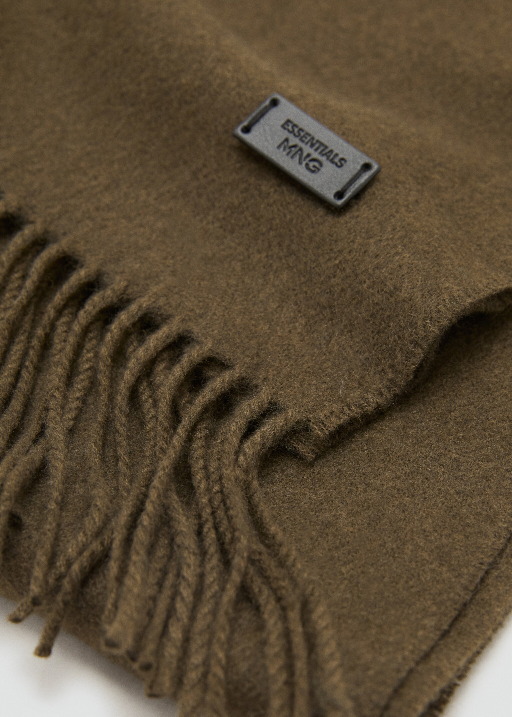 Plain fringed scarf - Medium plane, Khaki. Ref: 17086732-00.