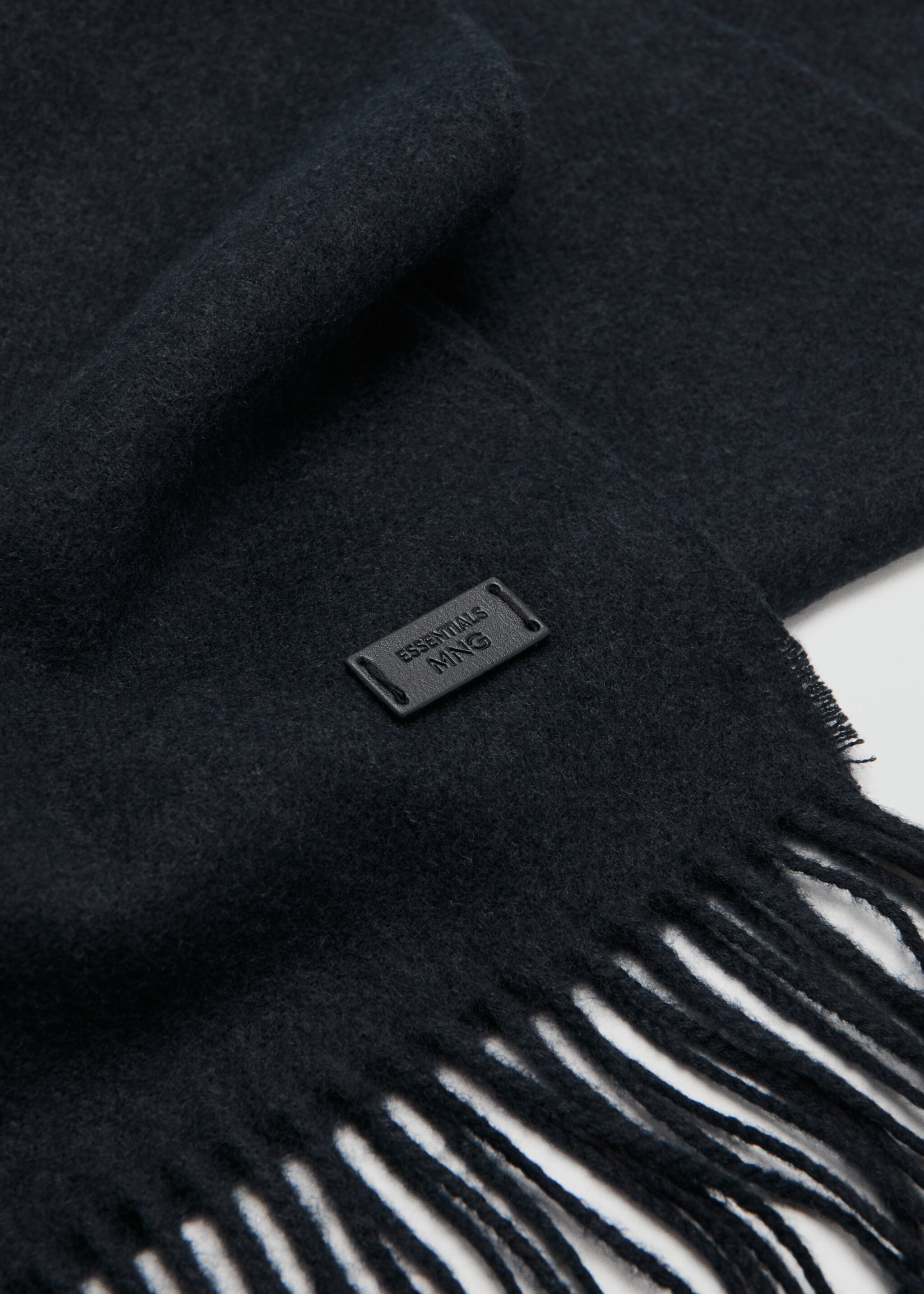 Plain fringed scarf - Medium plane, Navy. Ref: 17086732-00.
