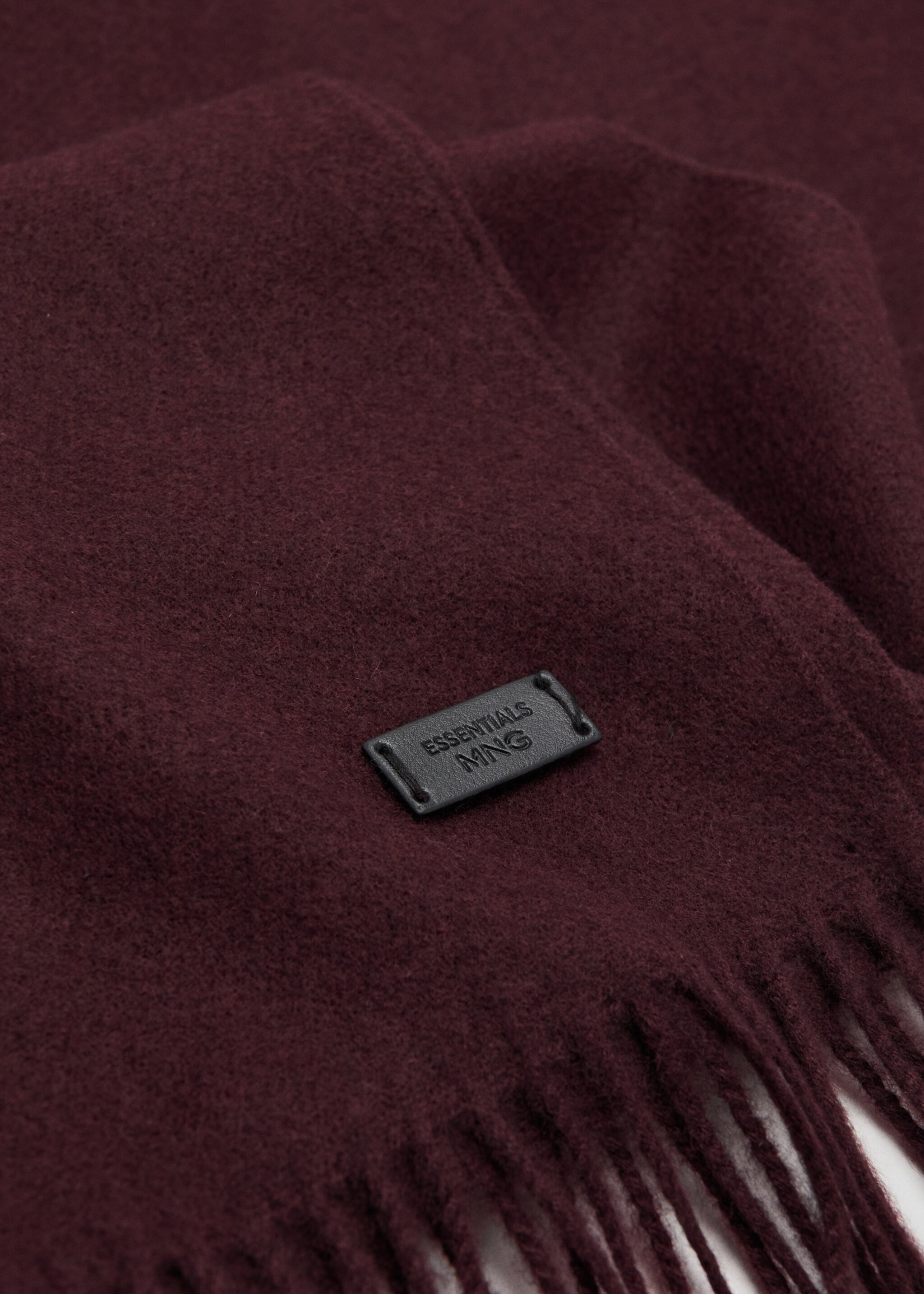 Plain fringed scarf - Medium plane, Burgundy. Ref: 17086732-00.