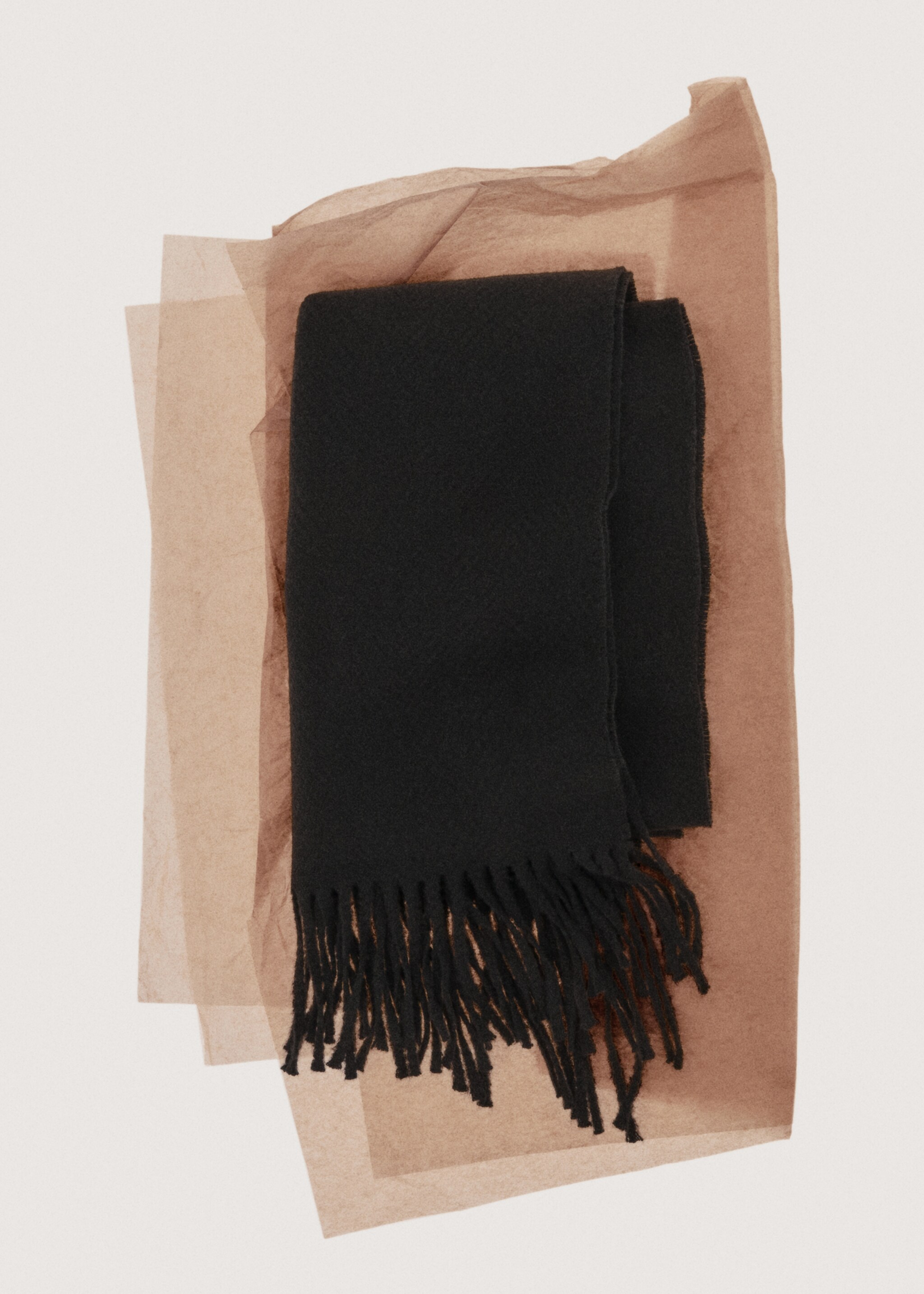 Plain fringed scarf - Details of the article 9, Black. Ref: 17086732-00.