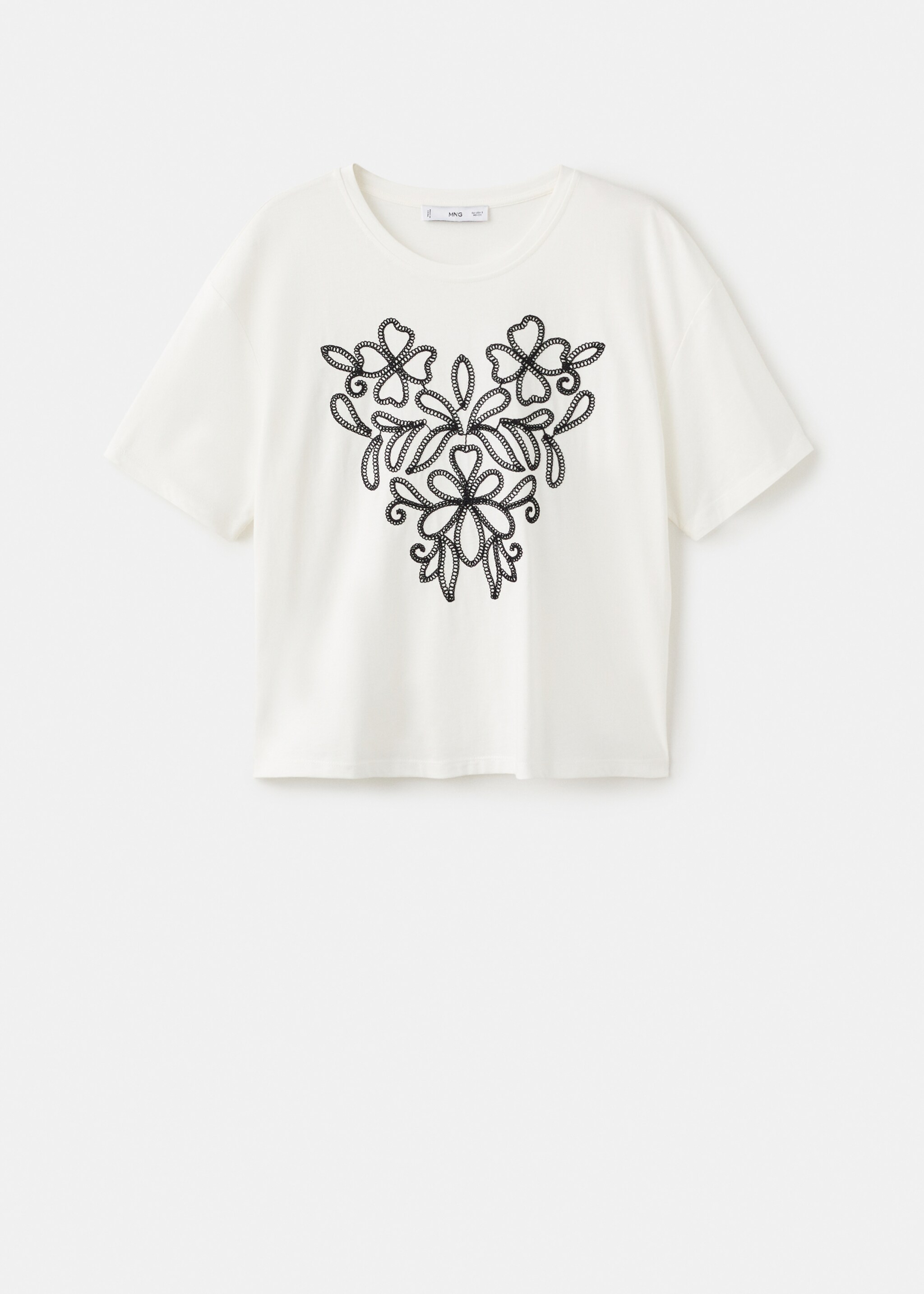 Floral-embroidered cotton t-shirt - Article without model, White. Ref: 17086736-00.
