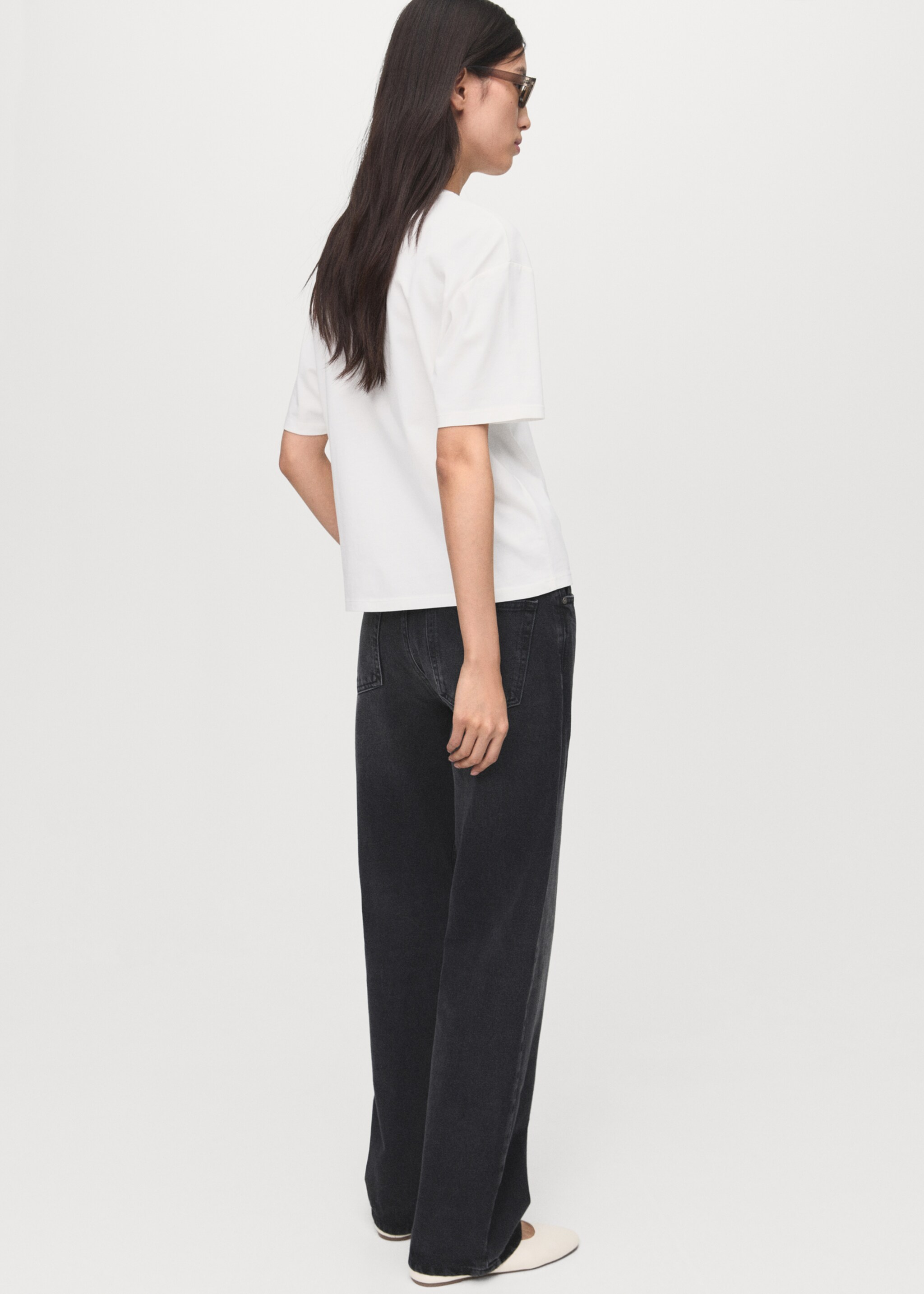 Floral-embroidered cotton t-shirt - Reverse of the article, White. Ref: 17086736-00.
