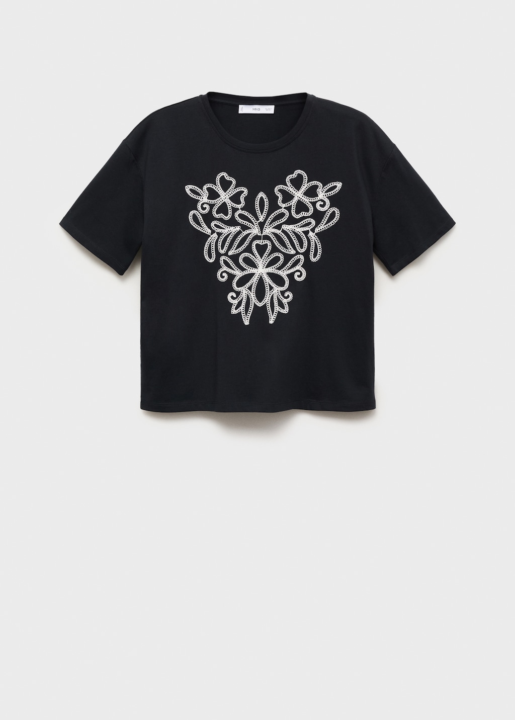 Floral-embroidered cotton t-shirt
