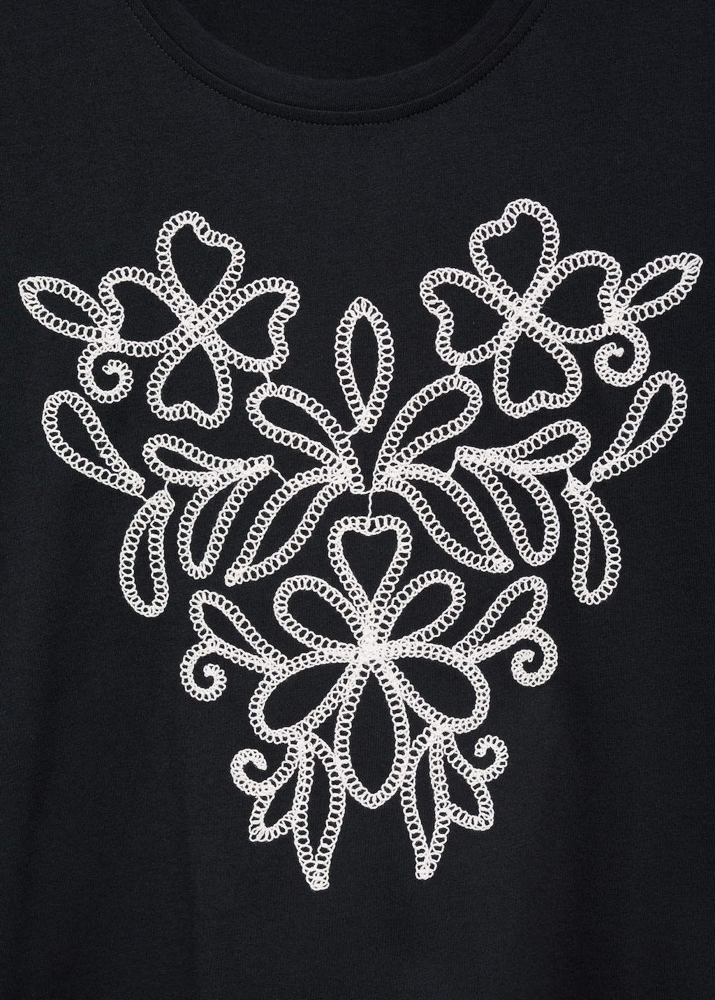 Floral-embroidered cotton t-shirt