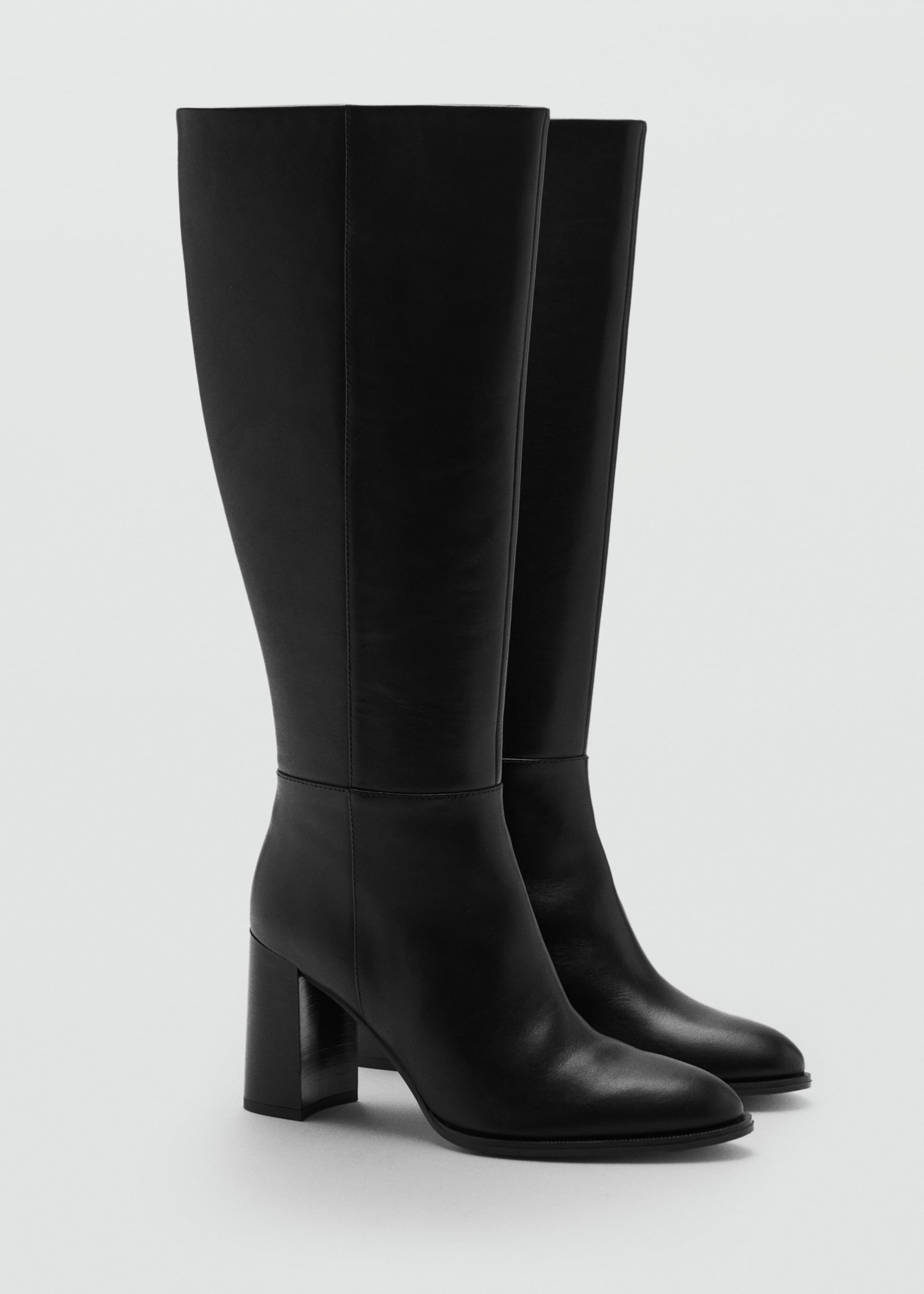 Leather block-heel boots - Medium plane, Black. Ref: 17086739-00.