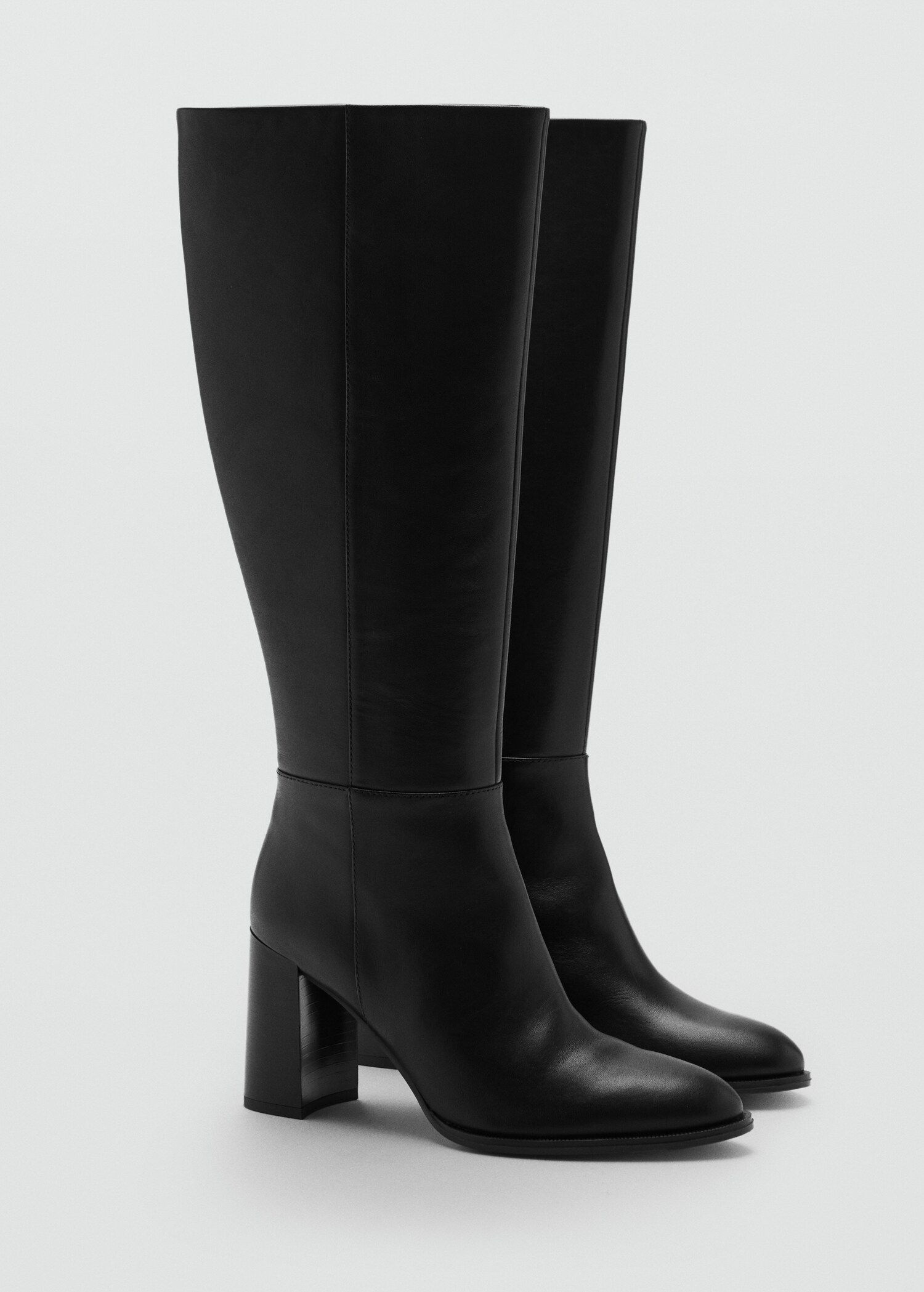 Leather block-heel boots - Medium plane