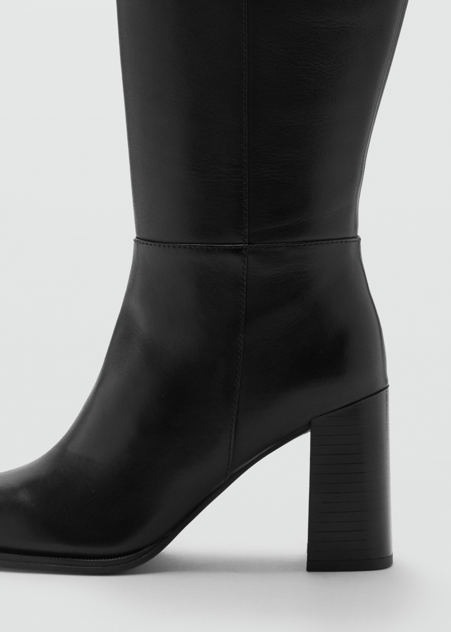 Leather Block Heel Boots