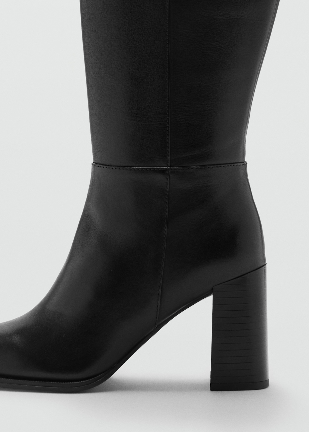 Leather block-heel boots